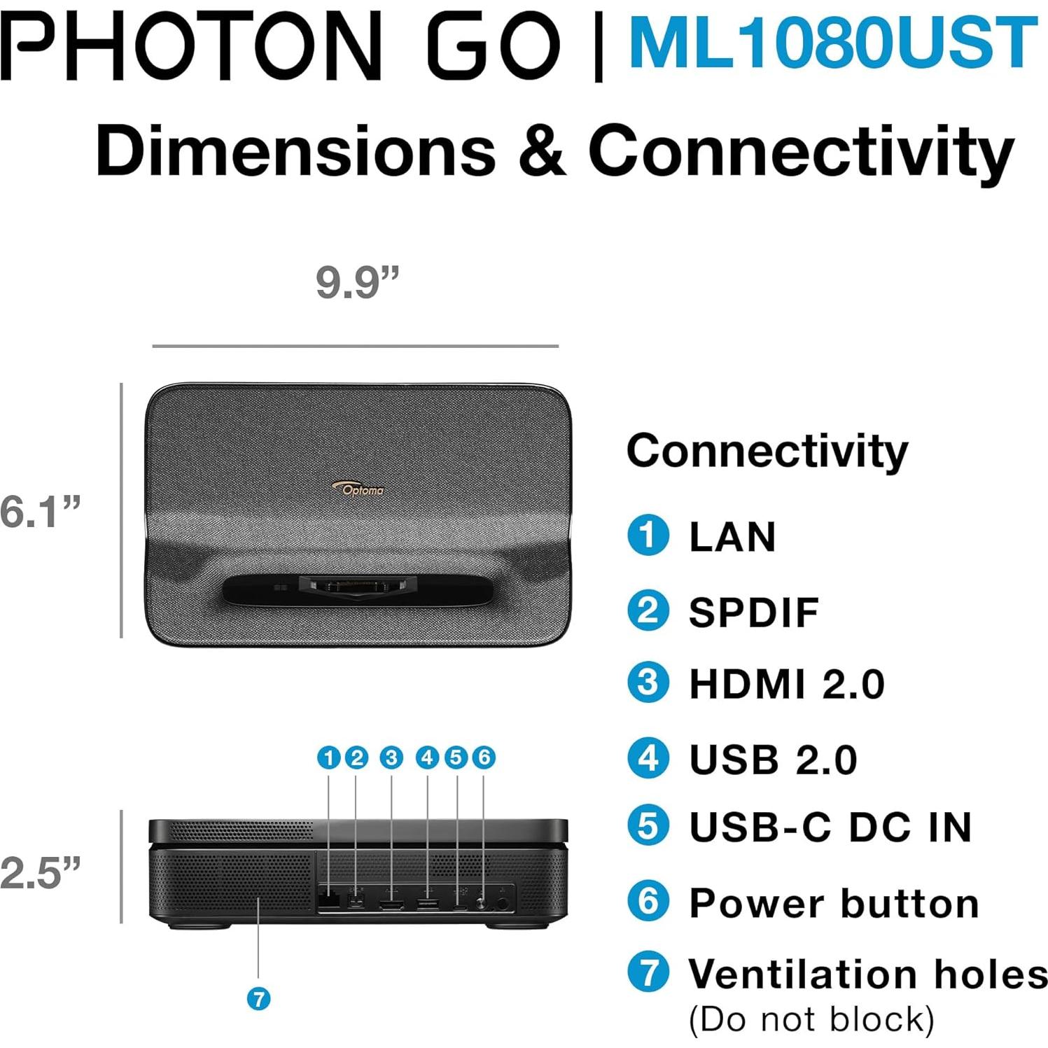 Proyector Portátil Optoma ML1080UST 1080p HDR Google TV