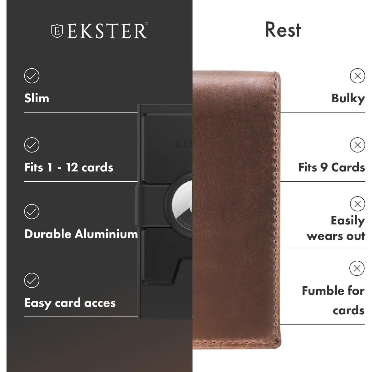 Tarjetero de Aluminio Ekster con Soporte para AirTag Negro