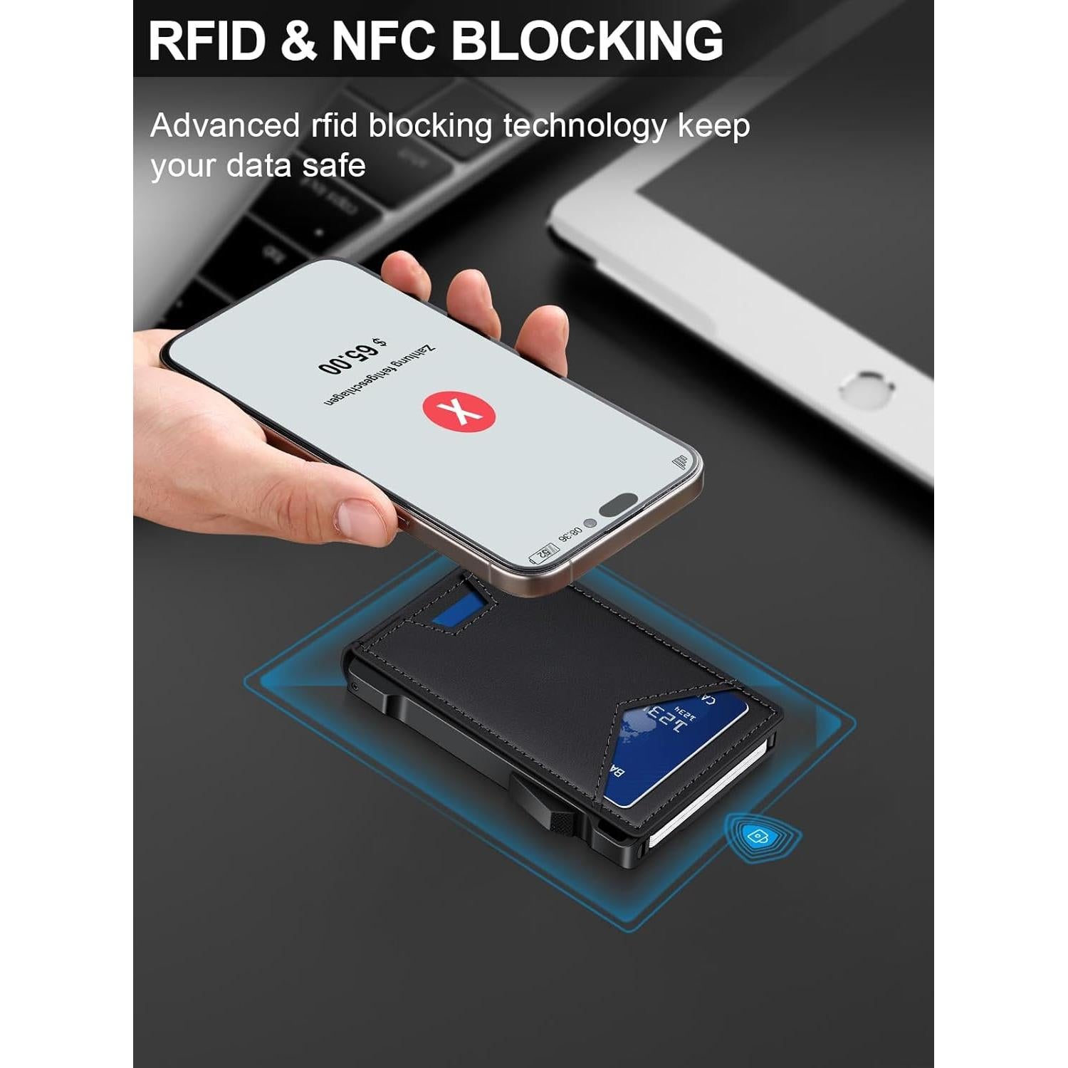 Billetera Minimalista Kafellon RFID con 2 Ventanas ID y Clip