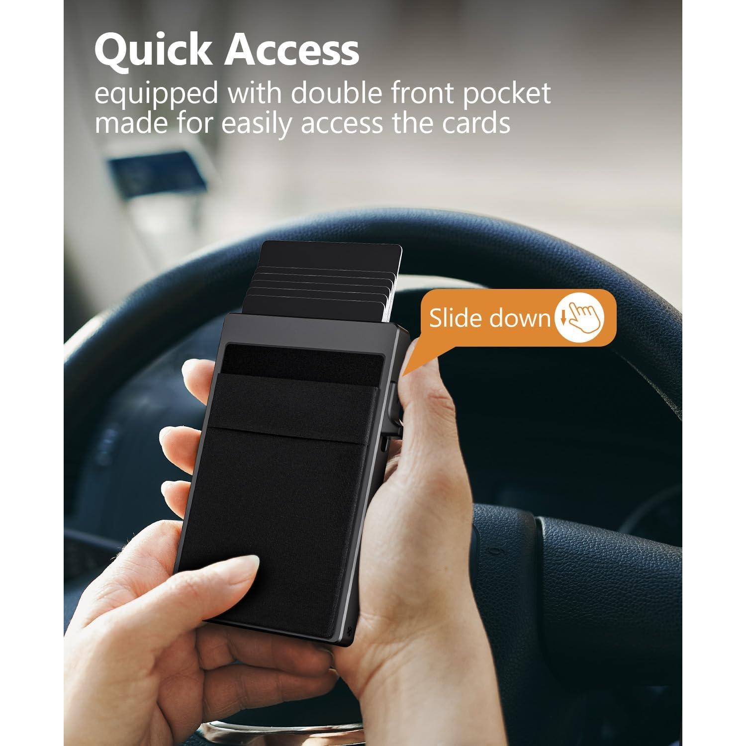 Billetera delgada TUXON con bloqueo RFID para hombres - Negro