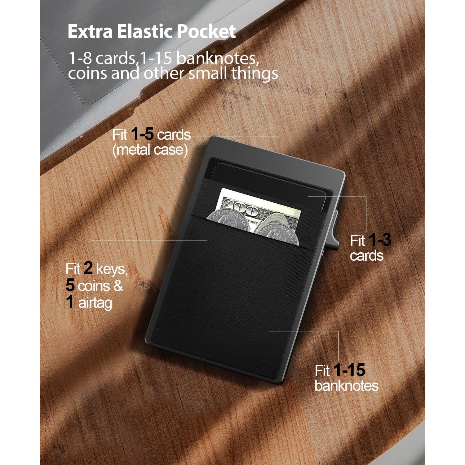 Billetera delgada TUXON con bloqueo RFID para hombres - Negro