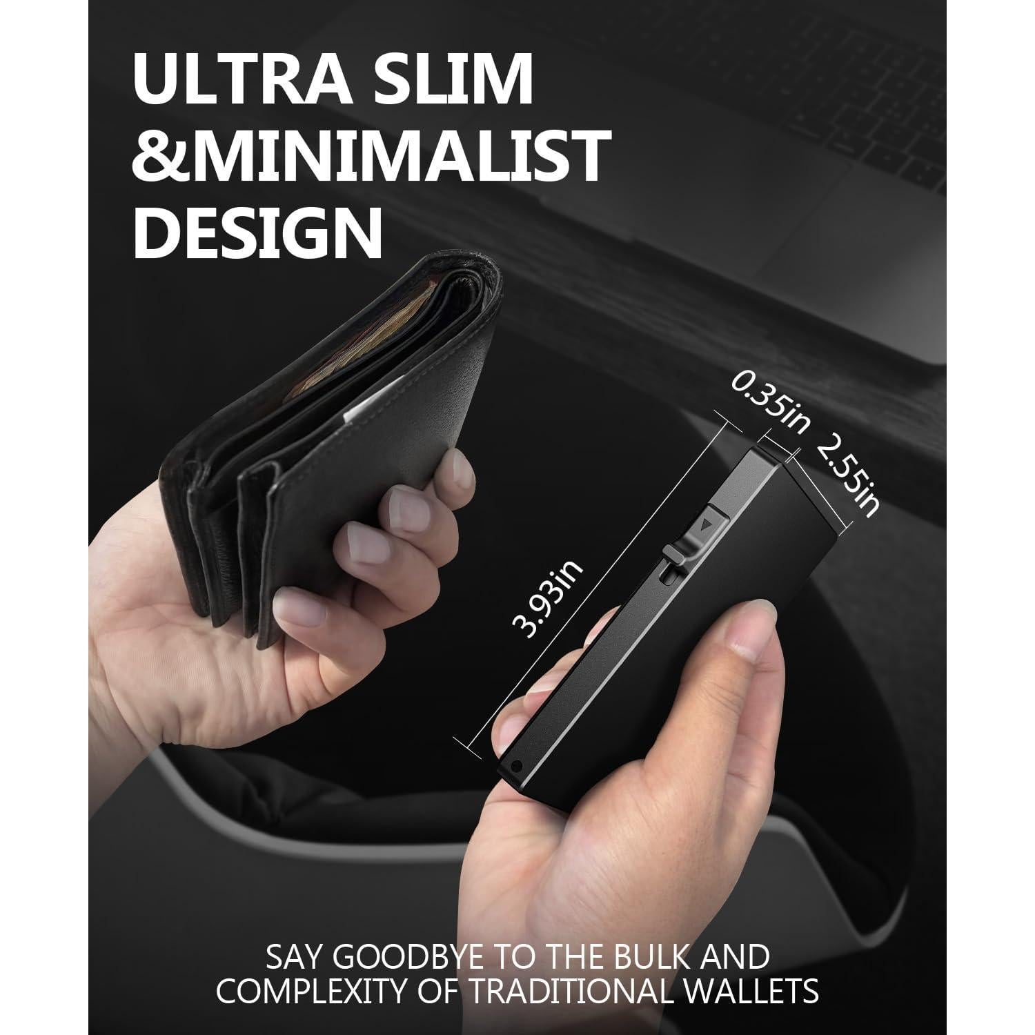 Billetera delgada TUXON con bloqueo RFID para hombres - Negro