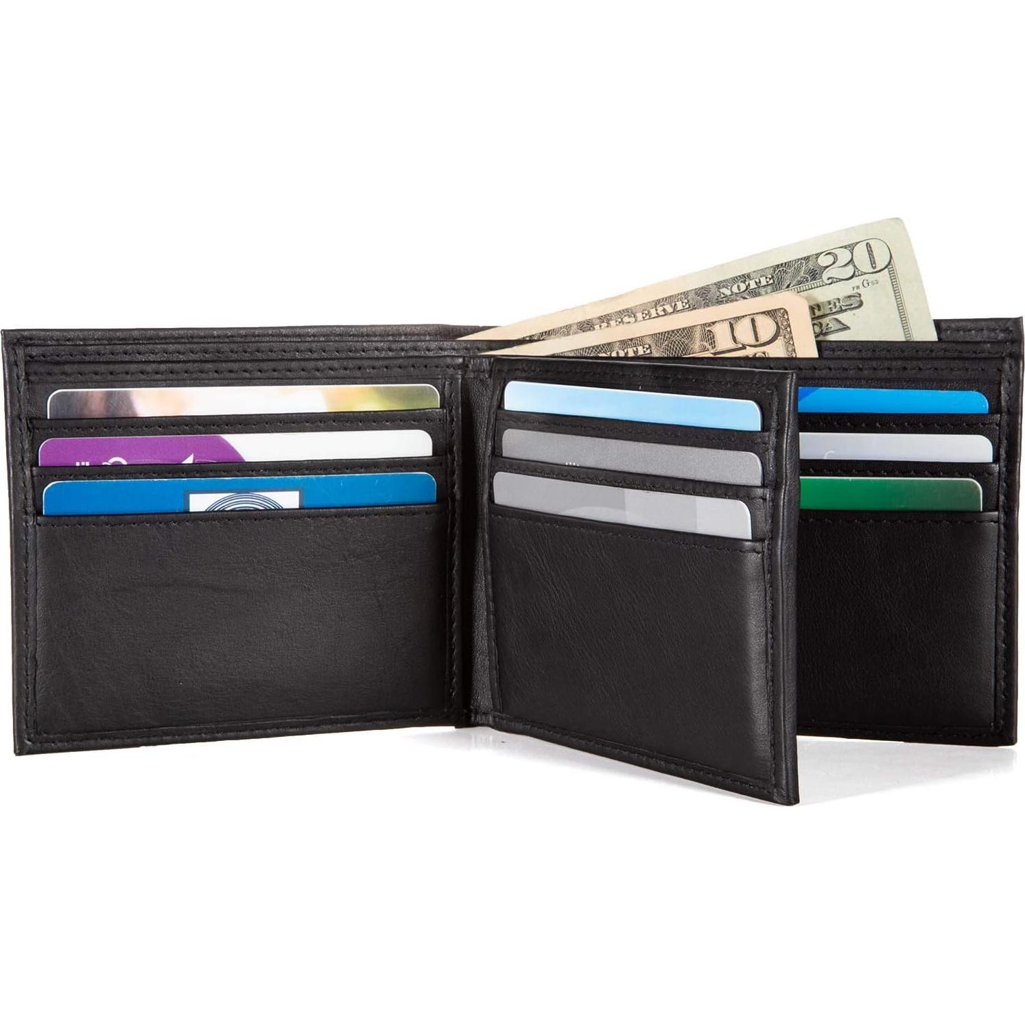 Billetera Bifold ID Stronghold para Hombres - Cuero Genuino RFID