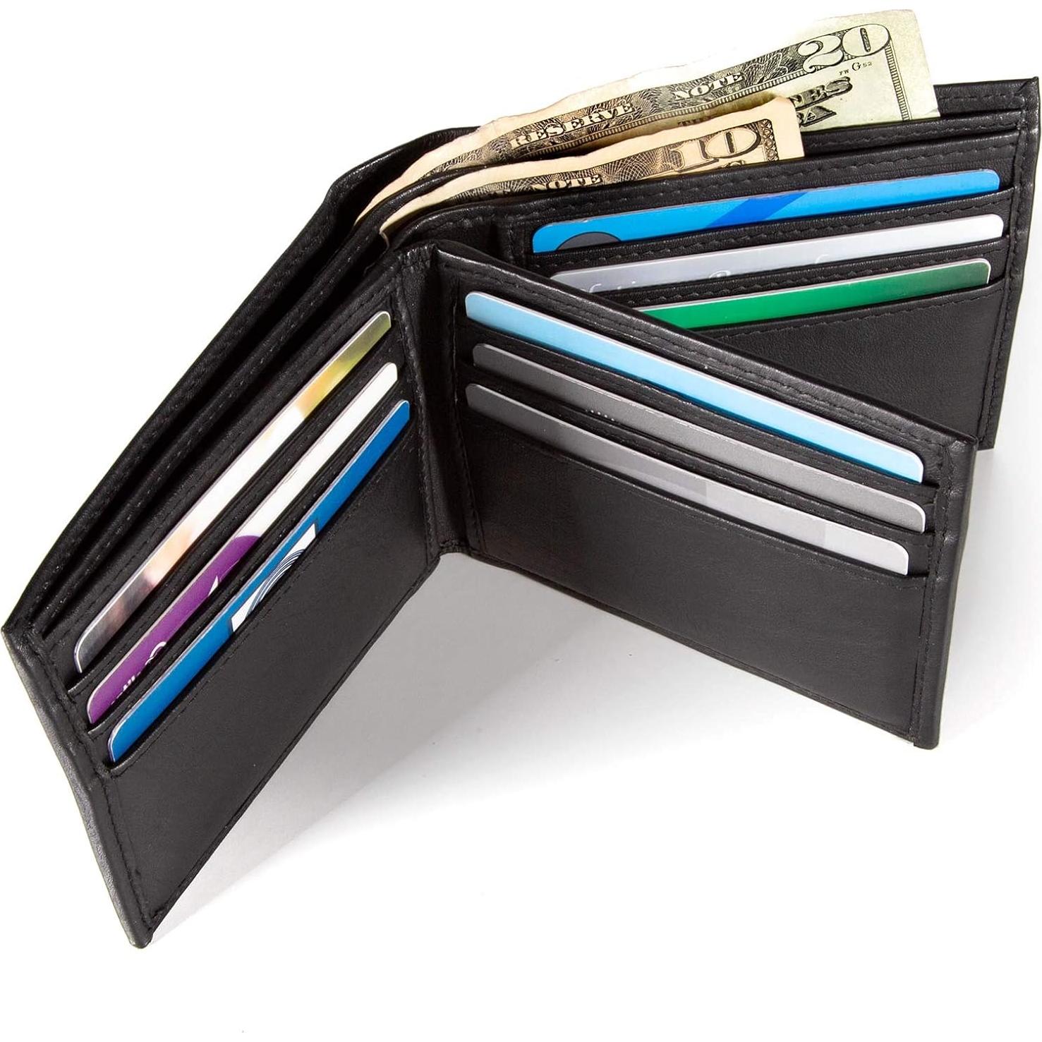 Billetera Bifold ID Stronghold para Hombres - Cuero Genuino RFID