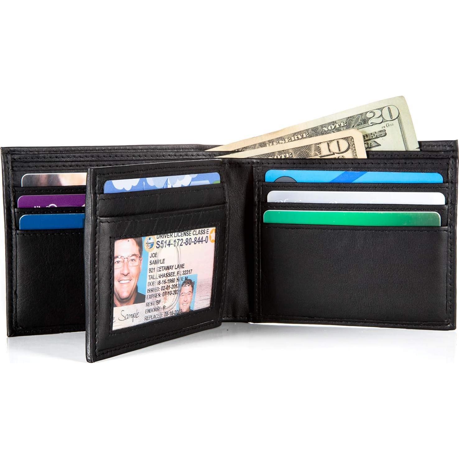 Billetera Bifold ID Stronghold para Hombres - Cuero Genuino RFID