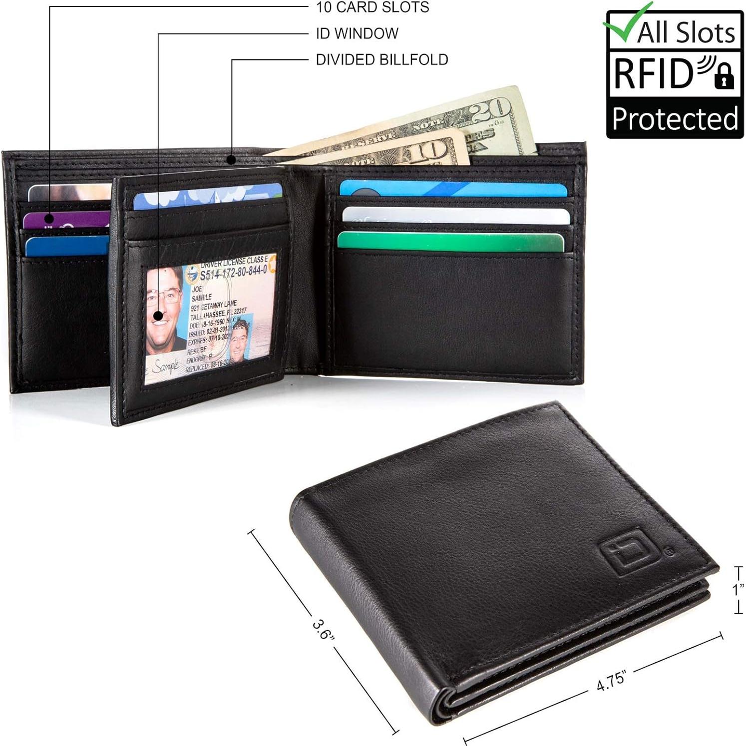 Billetera Bifold ID Stronghold para Hombres - Cuero Genuino RFID