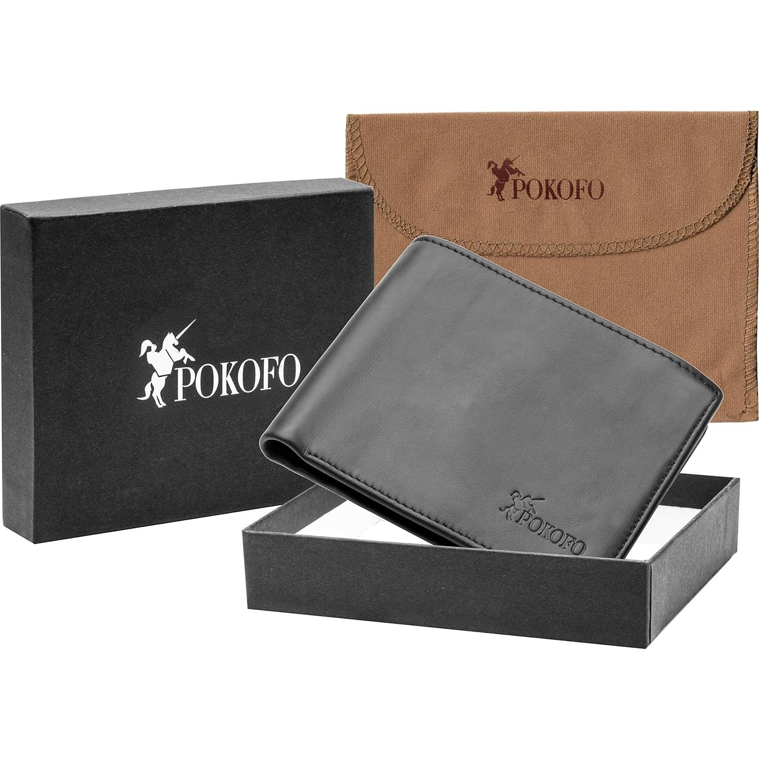 Cartera Bifold de Cuero POKOFO con Bloqueo RFID para Hombres