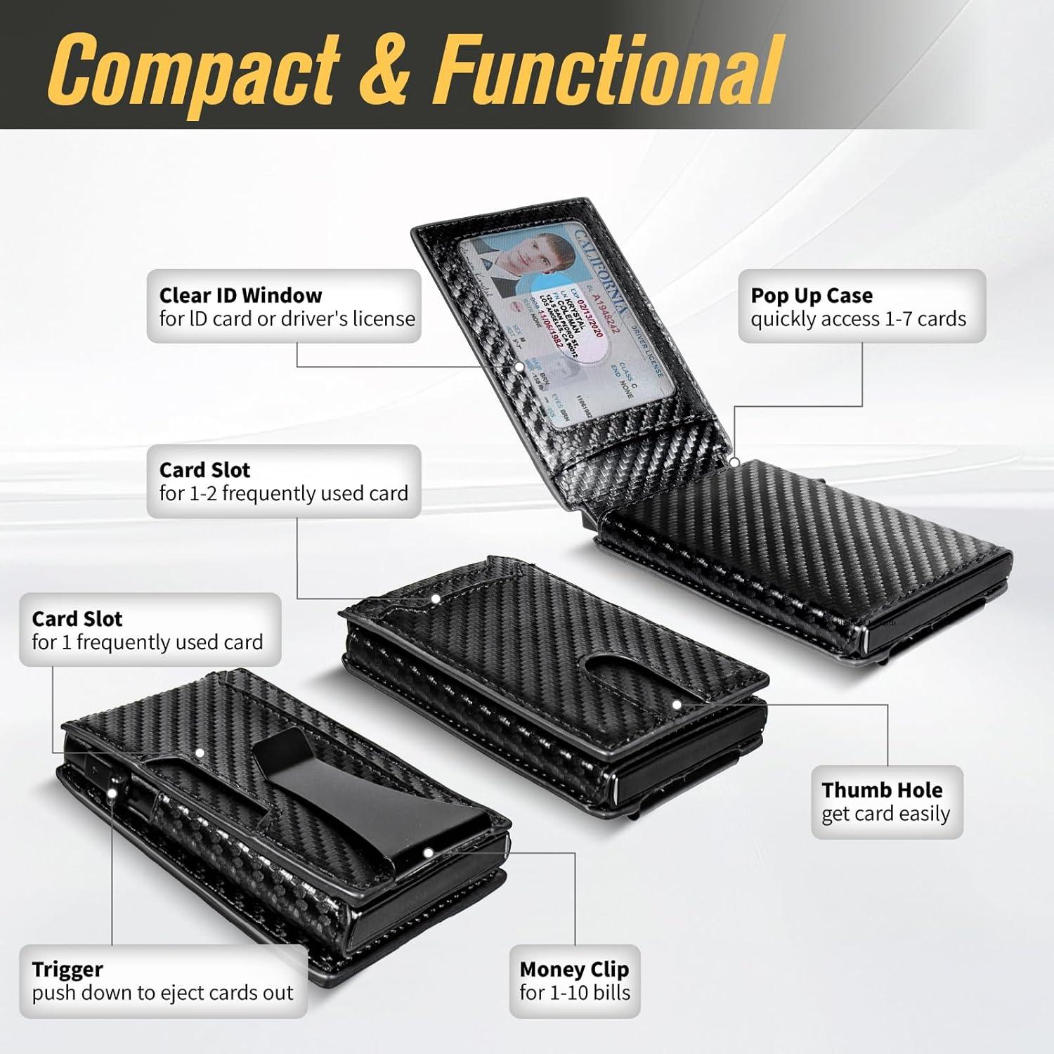 Billetera minimalista BLACKYEW con bloqueo RFID, fibra de carbono