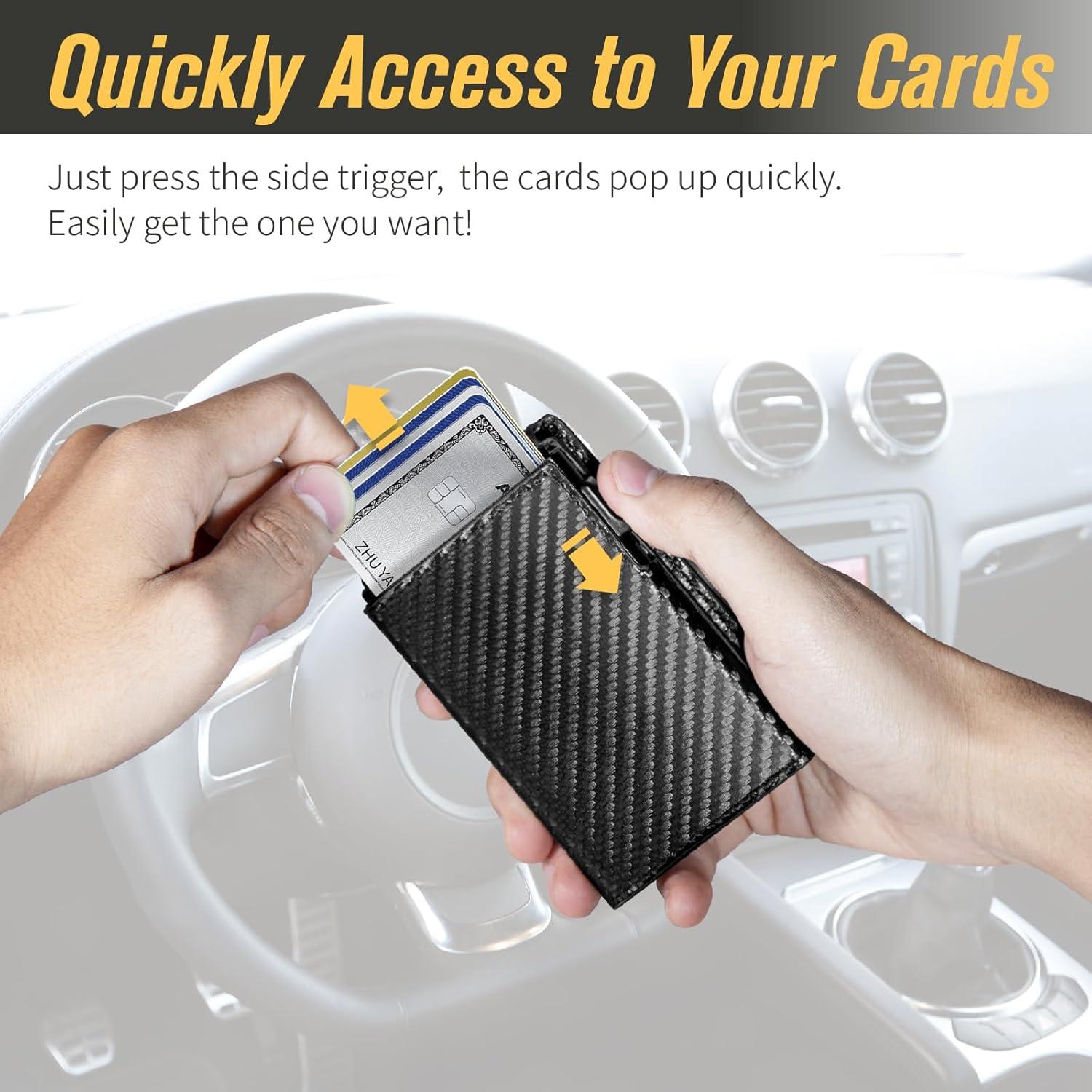 Billetera minimalista BLACKYEW con bloqueo RFID, fibra de carbono