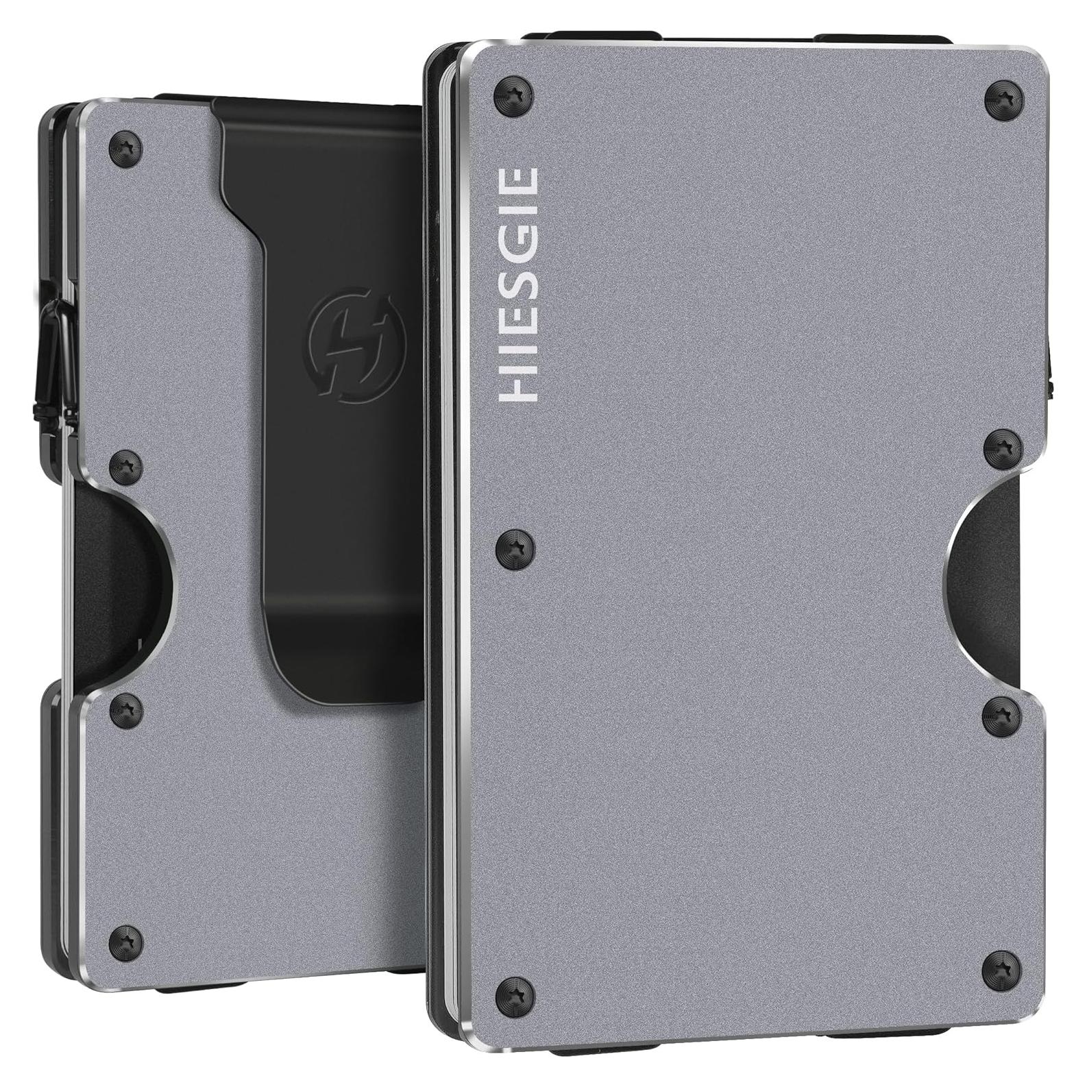 Billetera Metálica Minimalista Hiesgie con Bloqueo RFID - Gris Gunmetal