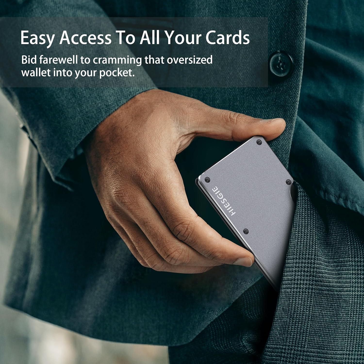 Billetera Metálica Minimalista Hiesgie con Bloqueo RFID - Gris Gunmetal