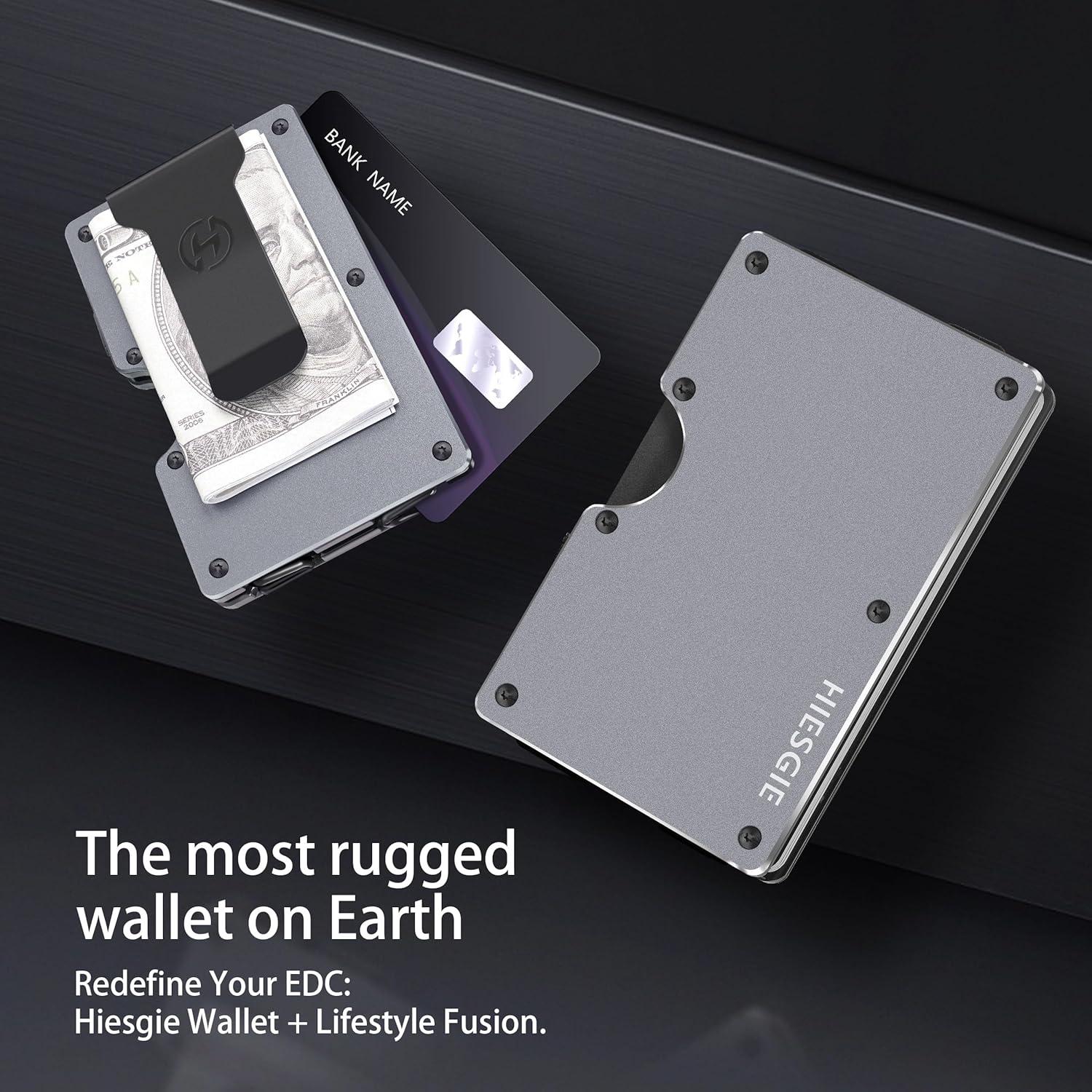 Billetera Metálica Minimalista Hiesgie con Bloqueo RFID - Gris Gunmetal