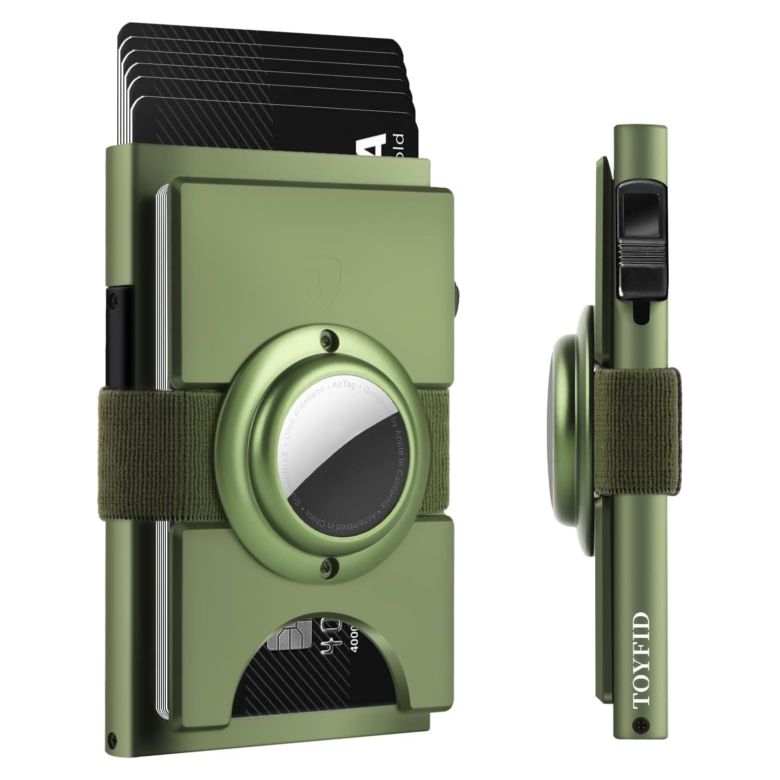 Billetera Minimalista TOYFID Verde Militar con Soporte AirTag