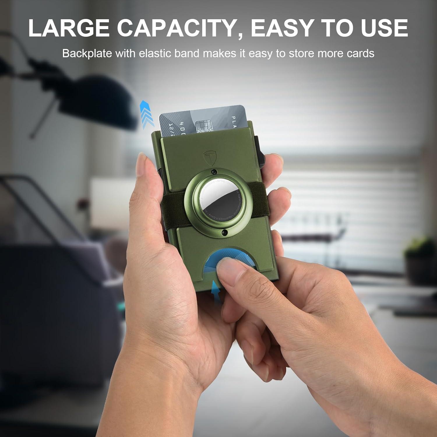 Billetera Minimalista TOYFID Verde Militar con Soporte AirTag