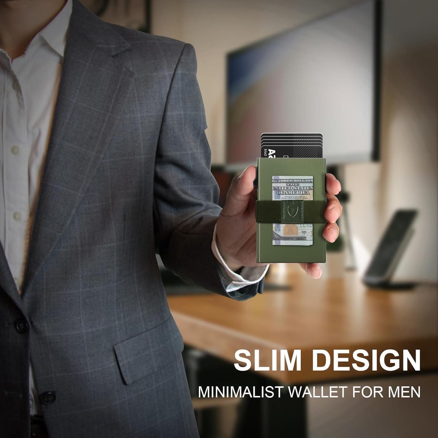 Billetera Minimalista TOYFID Verde Militar con Soporte AirTag