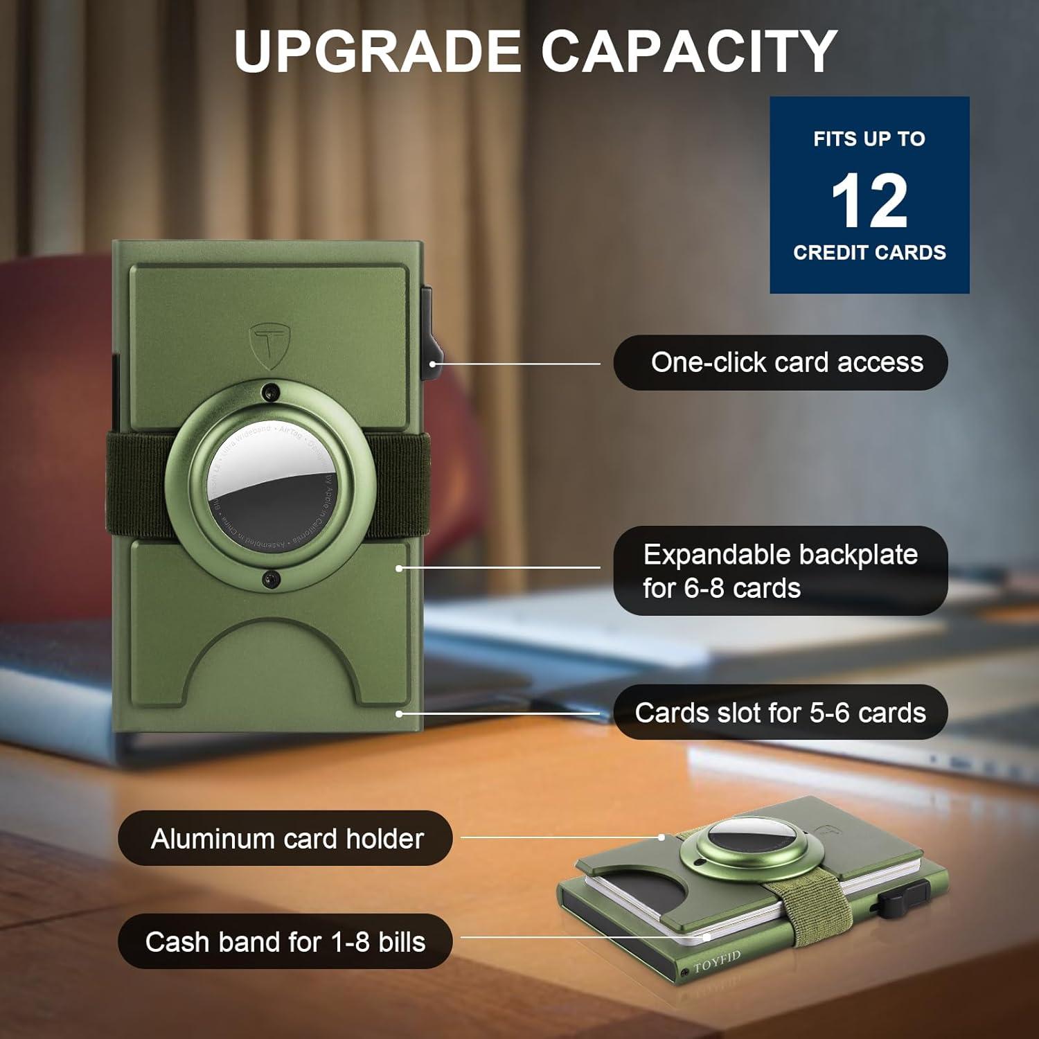 Billetera Minimalista TOYFID Verde Militar con Soporte AirTag