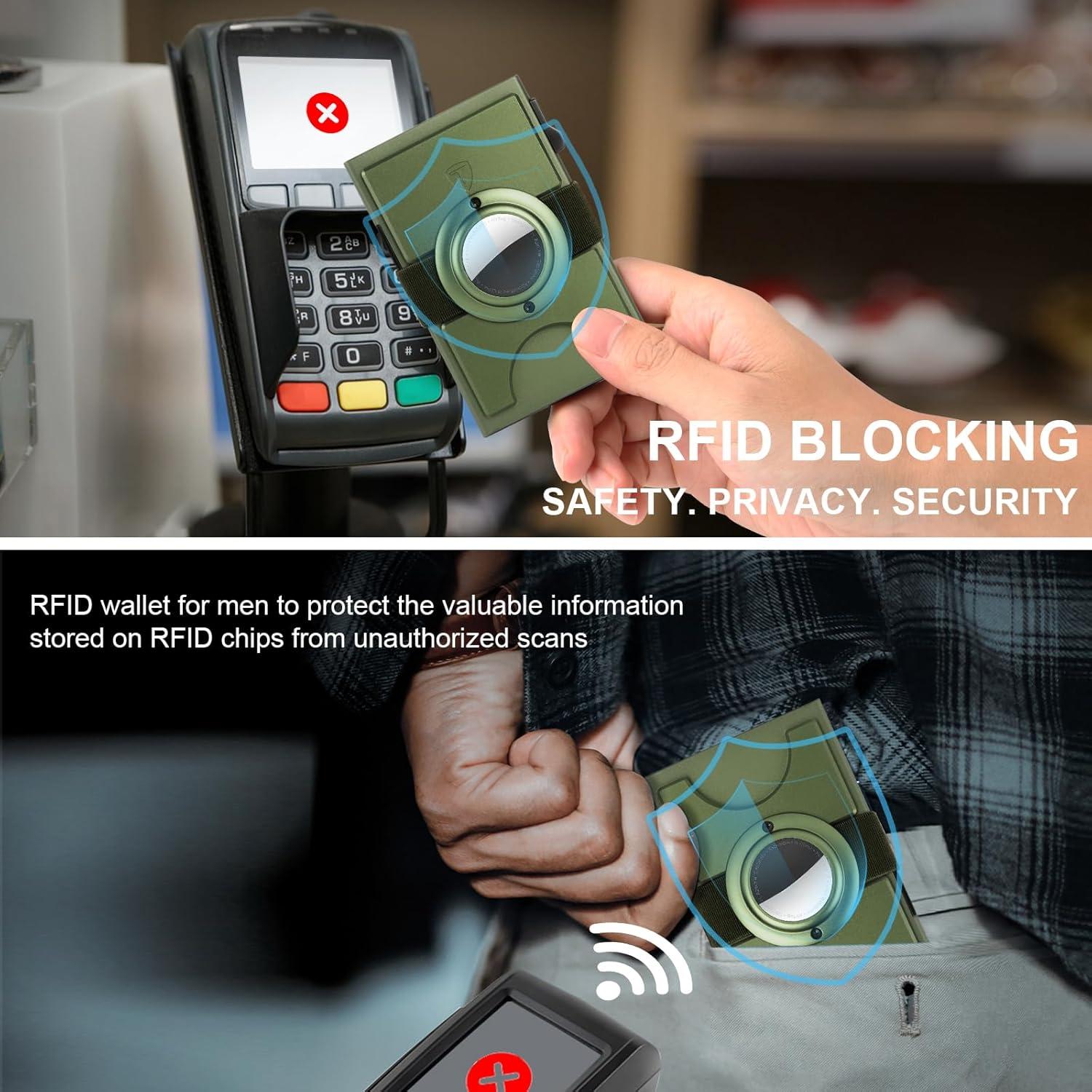 Billetera Minimalista TOYFID Verde Militar con Soporte AirTag