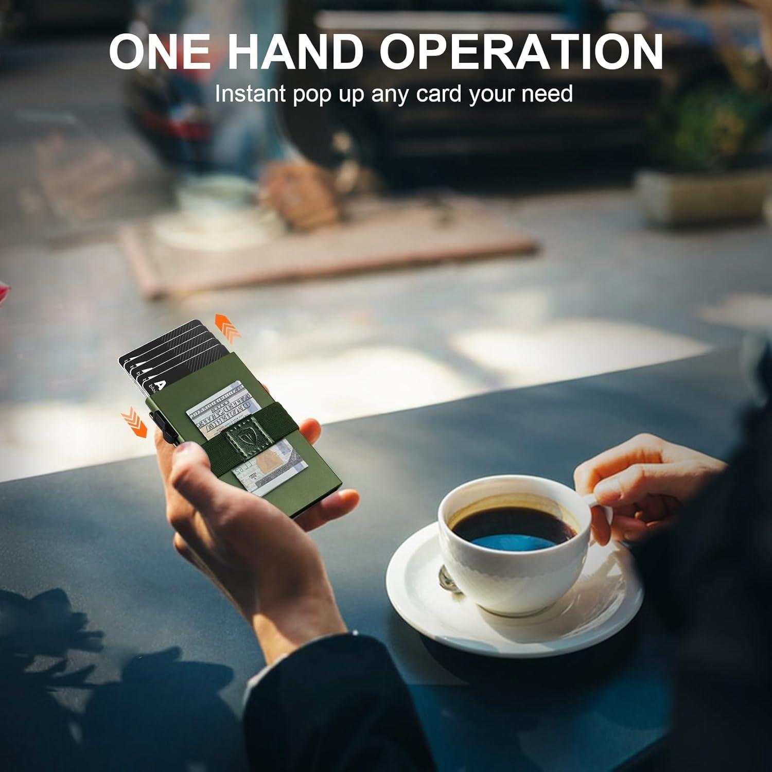 Billetera Minimalista TOYFID Verde Militar con Soporte AirTag