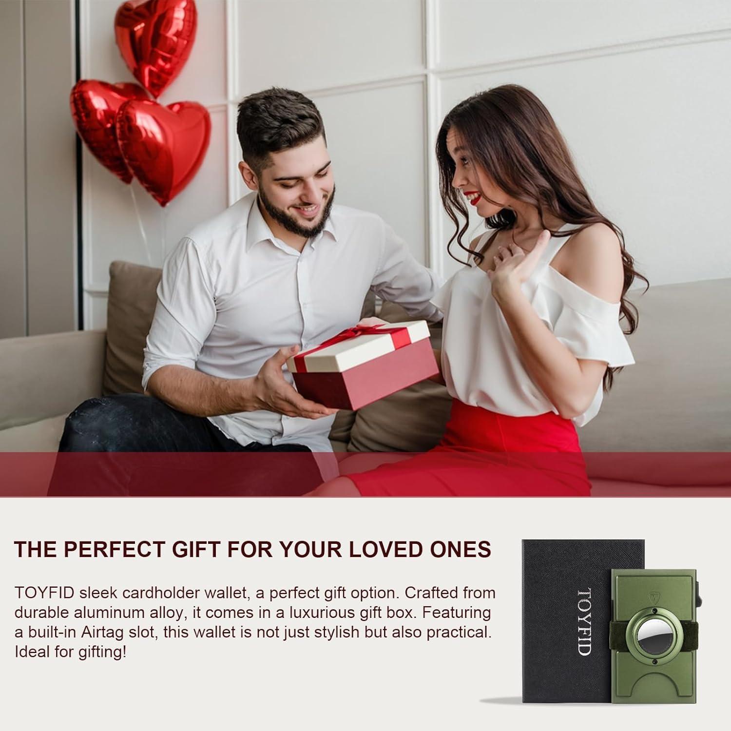 Billetera Minimalista TOYFID Verde Militar con Soporte AirTag