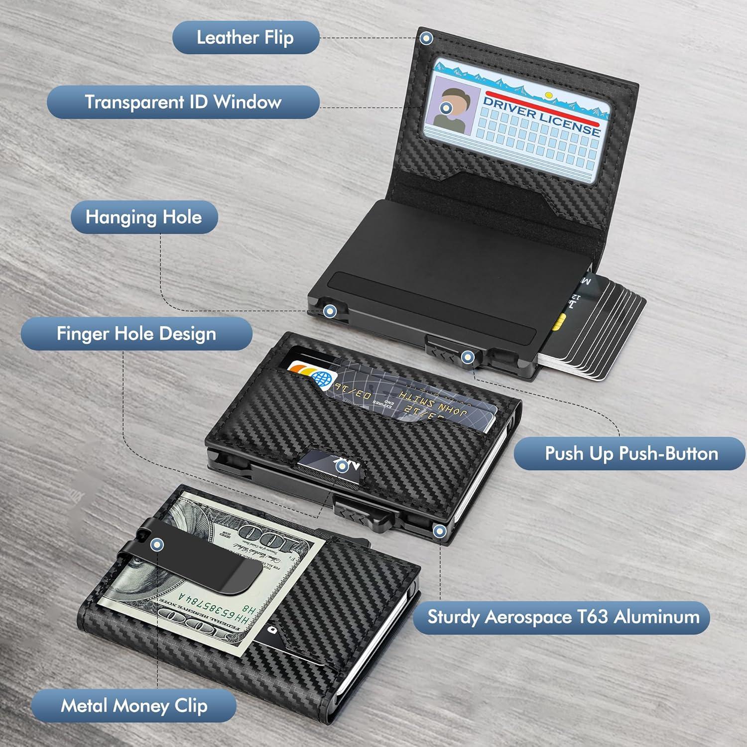 Billetera Slim Minimalista Vandz con Bloqueo RFID - Fibra de Carbono