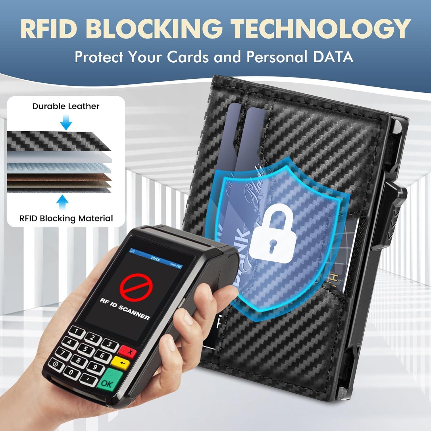 Billetera Slim Minimalista Vandz con Bloqueo RFID - Fibra de Carbono