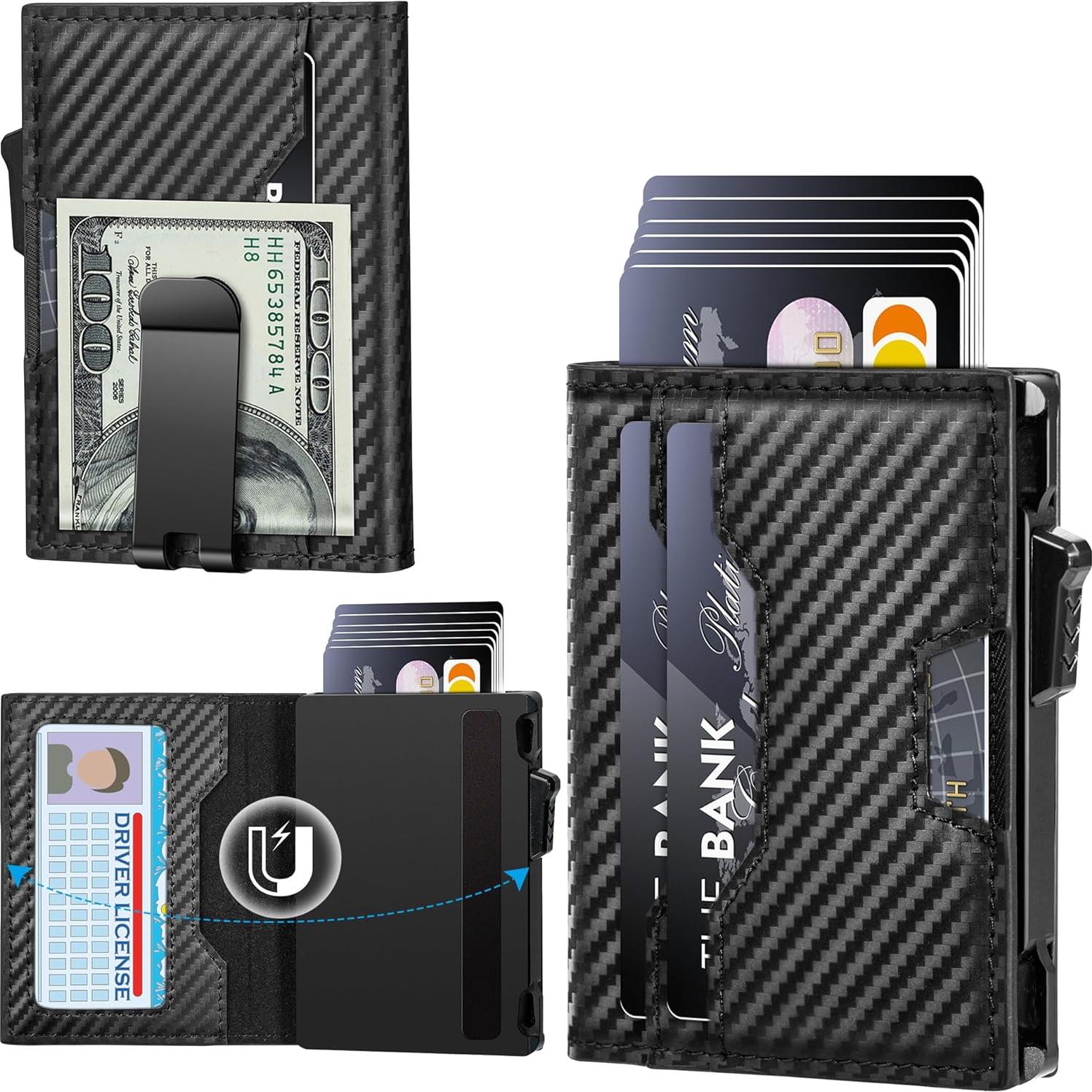 Billetera Slim Minimalista Vandz con Bloqueo RFID - Fibra de Carbono