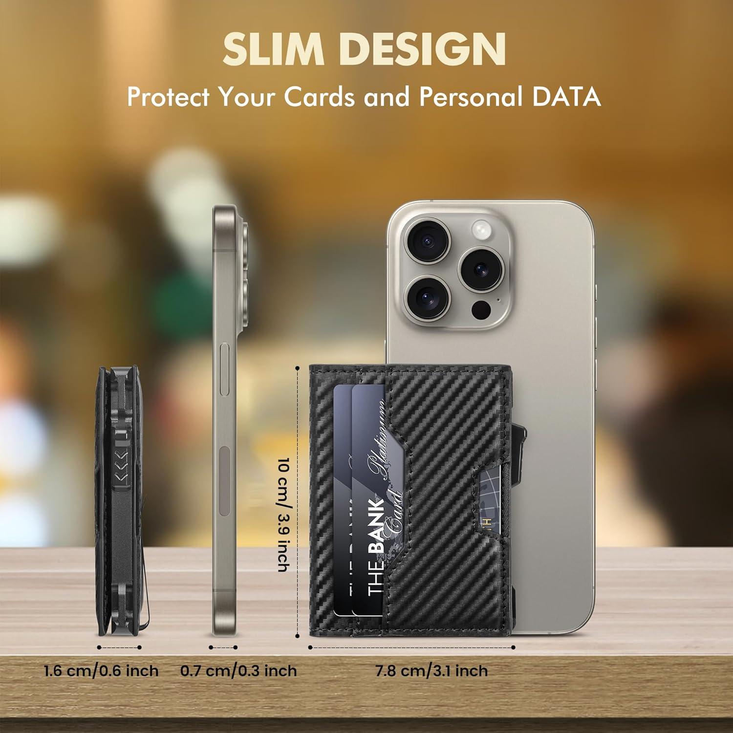 Billetera Slim Minimalista Vandz con Bloqueo RFID - Fibra de Carbono