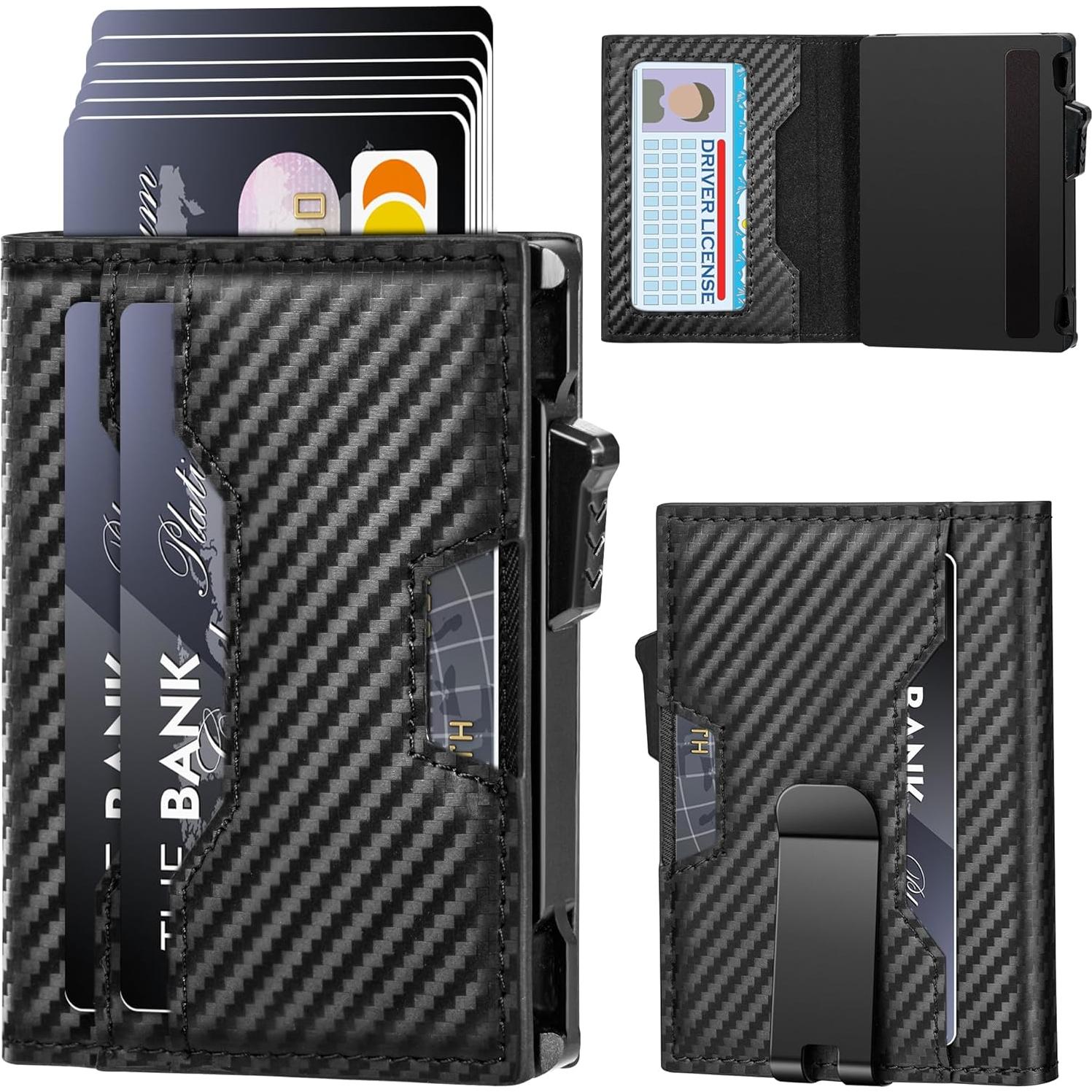 Billetera Slim Minimalista Vandz con Bloqueo RFID - Fibra de Carbono