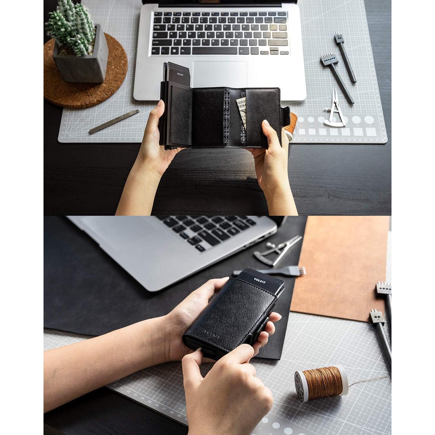 Cartera Porta Tarjetas VULKIT con Bloqueo RFID Doble Estuche