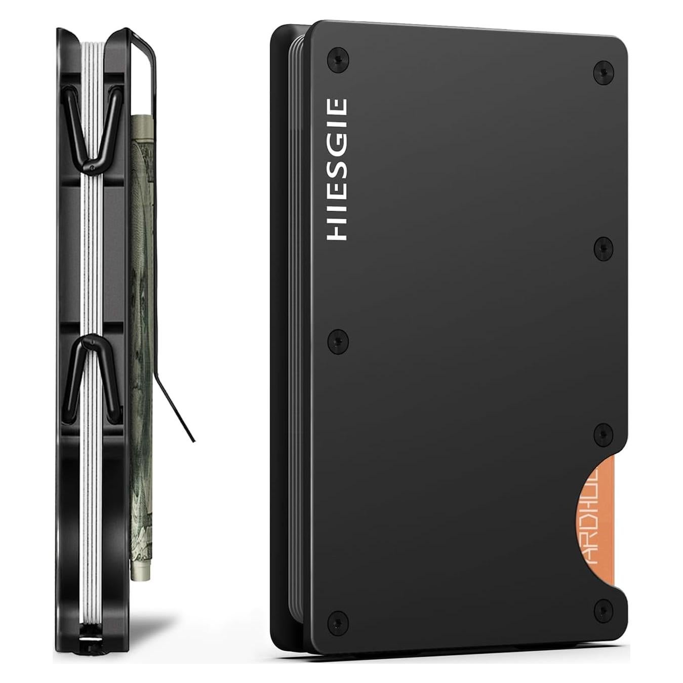 Billetera Minimalista HIESGIE de Aluminio con Bloqueo RFID - Negro