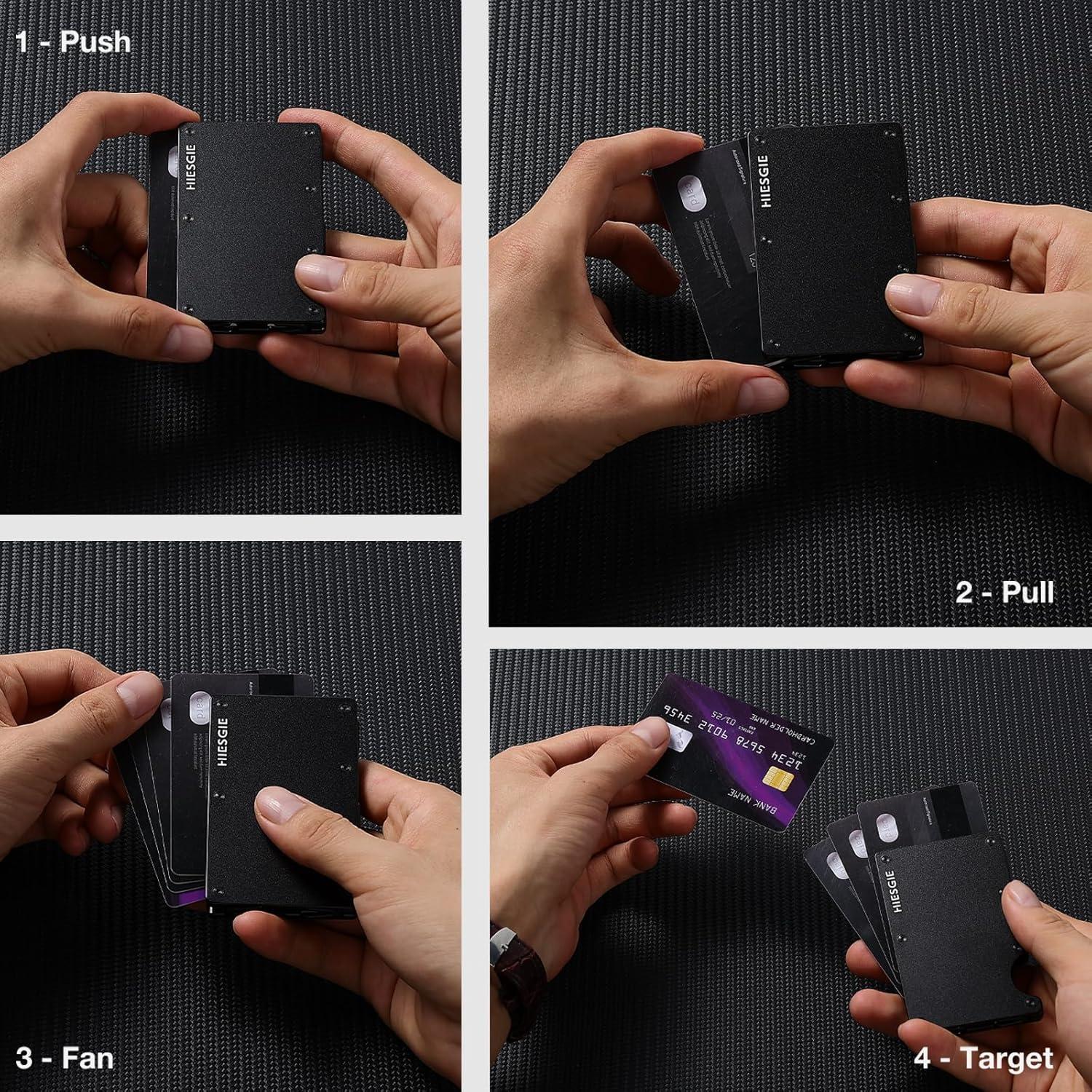 Billetera Minimalista HIESGIE de Aluminio con Bloqueo RFID - Negro