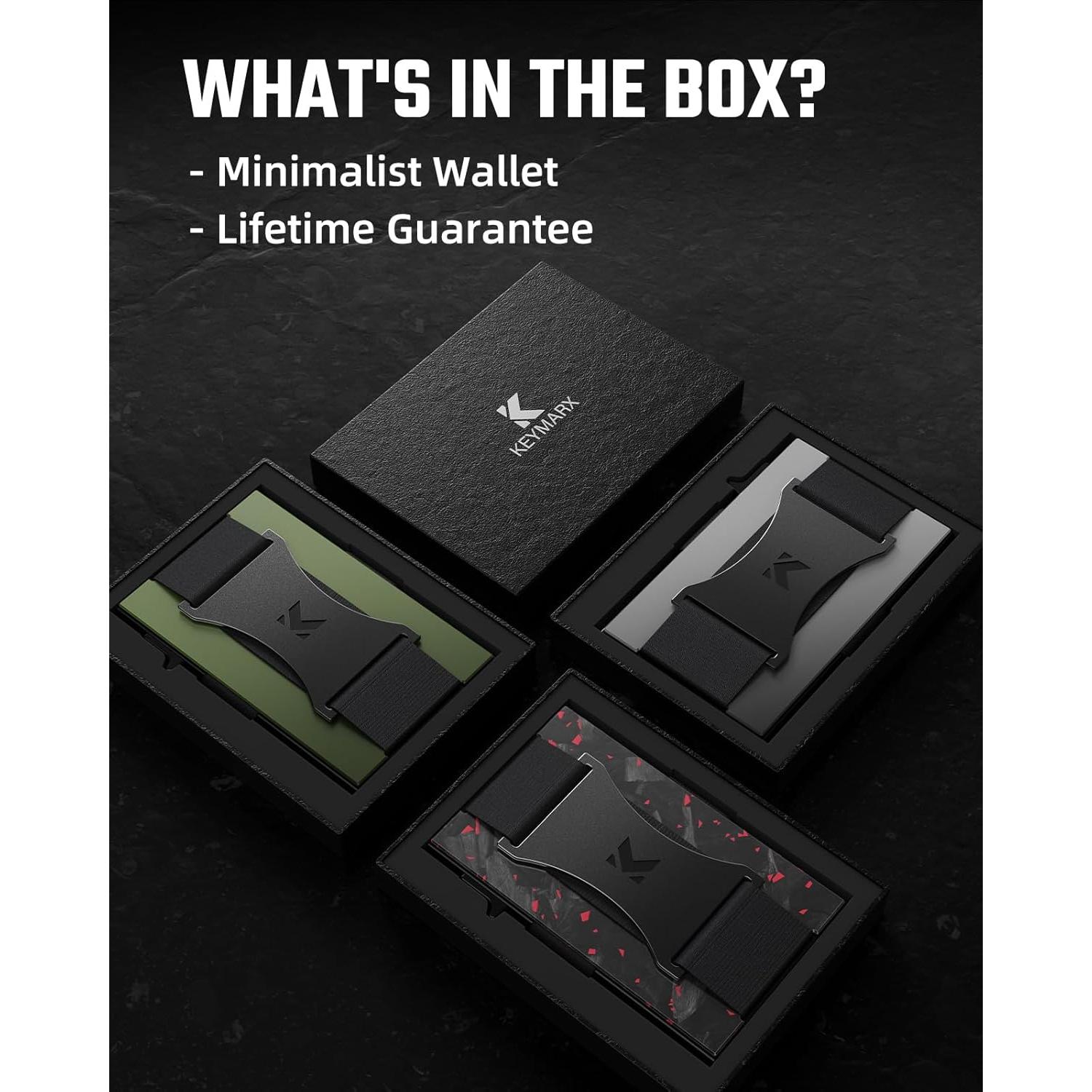 Billetera Minimalista de Metal Keymarx Verde Militar con Bloqueo RFID