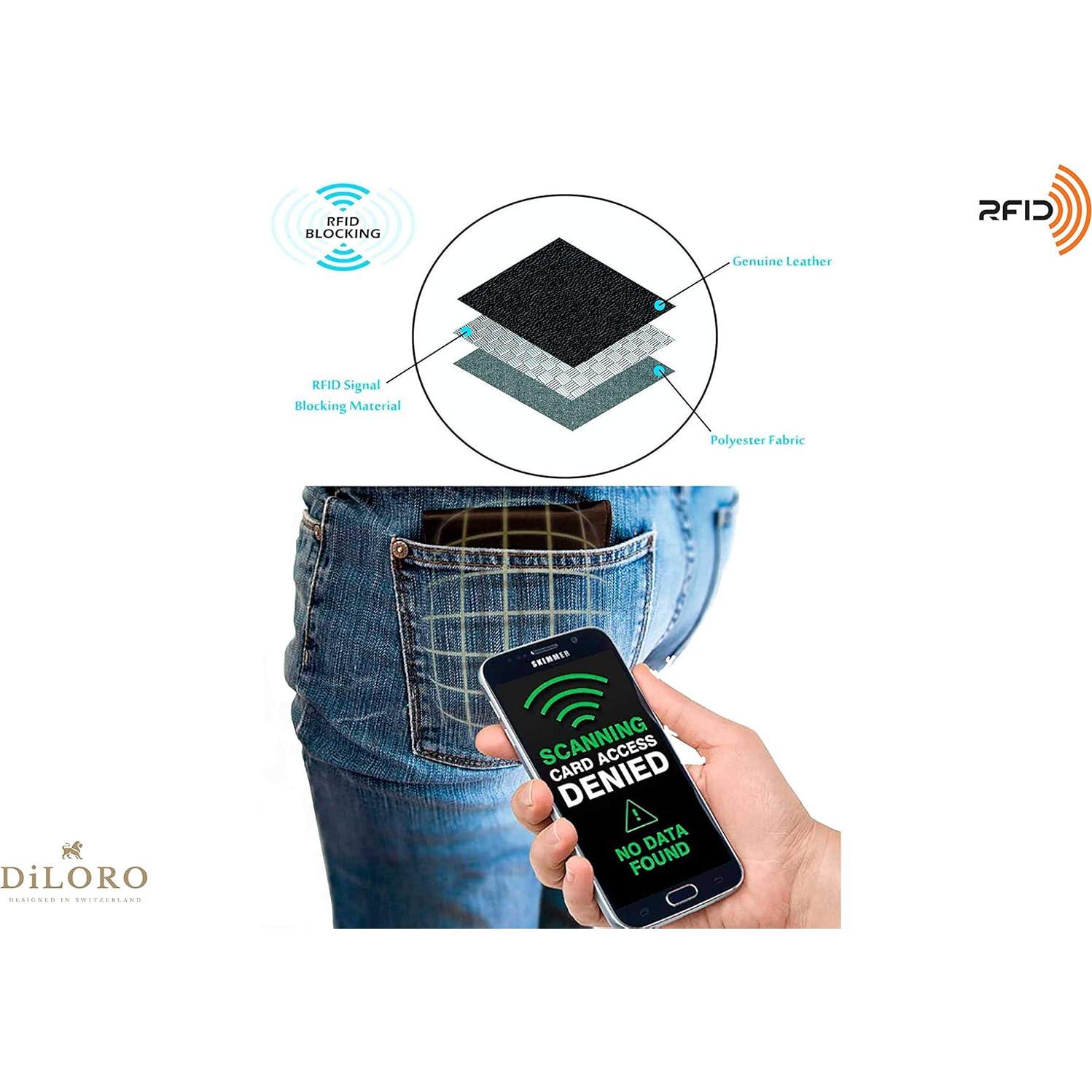 Billetera de Cuero Bifold DiLoro para Hombres con RFID
