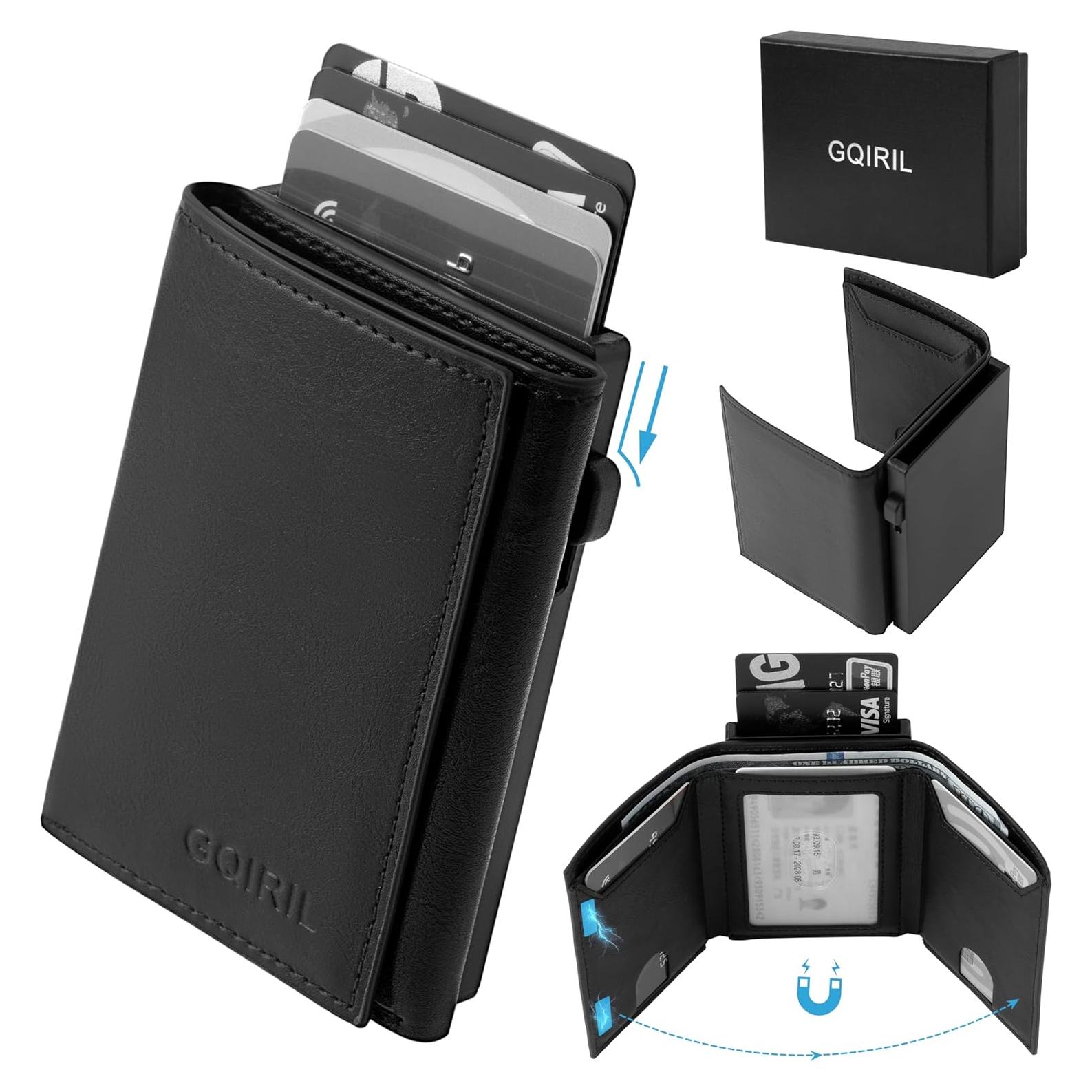 Billetera Pop Up Slim RFID para Hombres - Cuero Negro