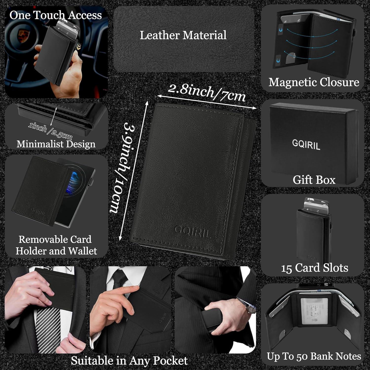 Billetera Pop Up Slim RFID para Hombres - Cuero Negro