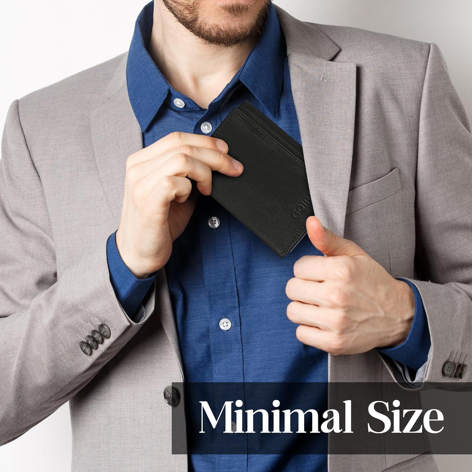 Billetera Pop Up Slim RFID para Hombres - Cuero Negro