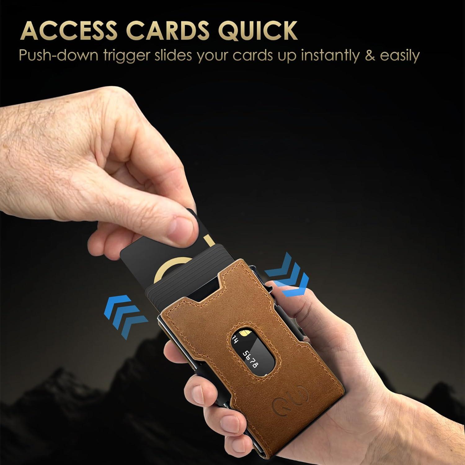 Billetera Minimalista QLD para Hombres con Bloqueo RFID - Marrón