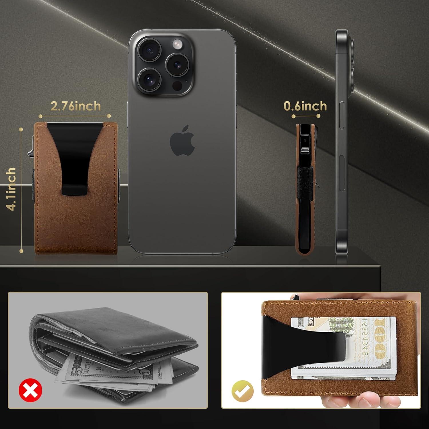 Billetera Minimalista QLD para Hombres con Bloqueo RFID - Marrón