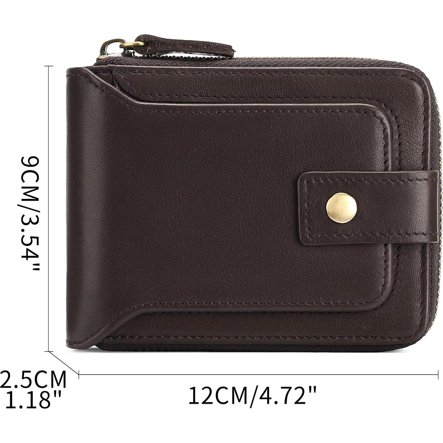 Cartera de Cuero Genuino GOIACII con Cremallera y Bloqueo RFID