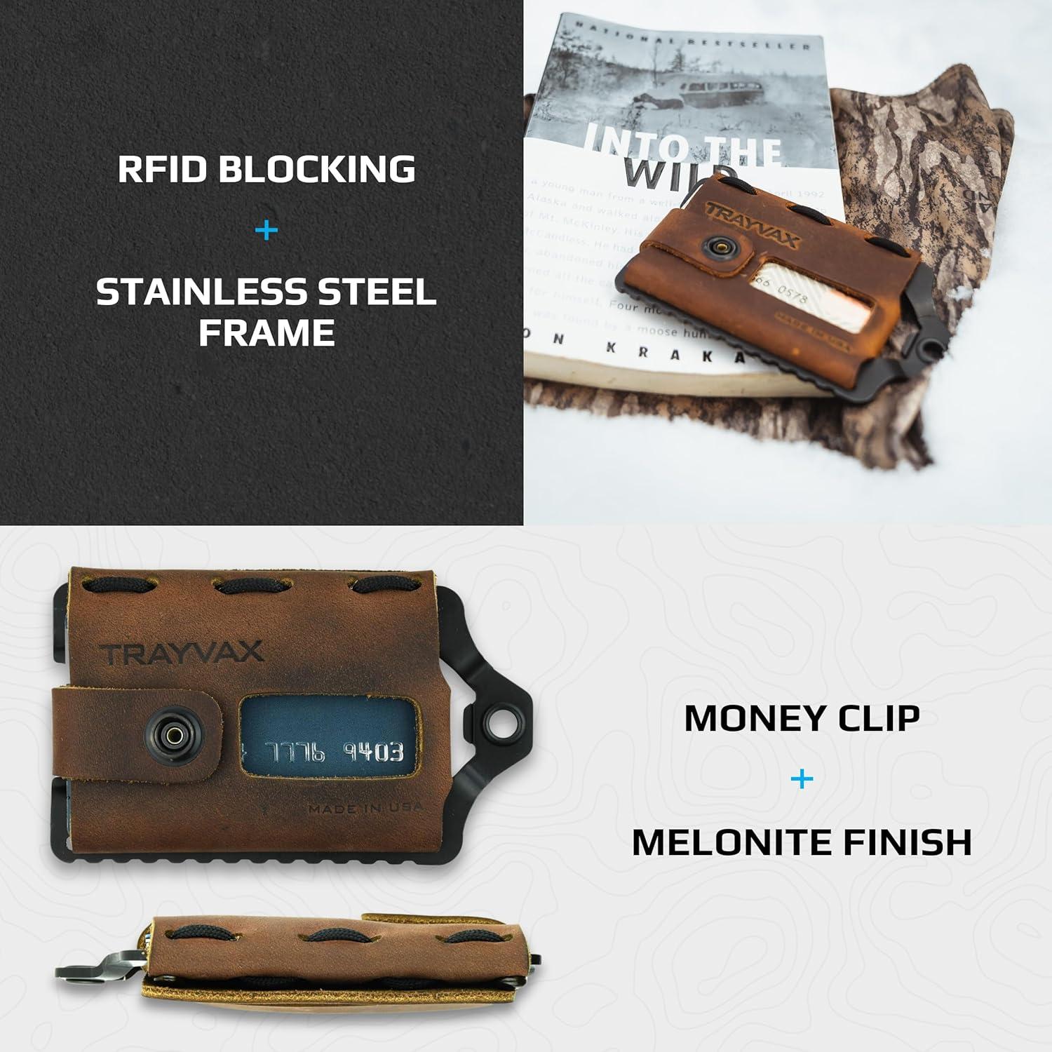 Billetera Trayvax Element RFID Minimalista de Cuero y Metal