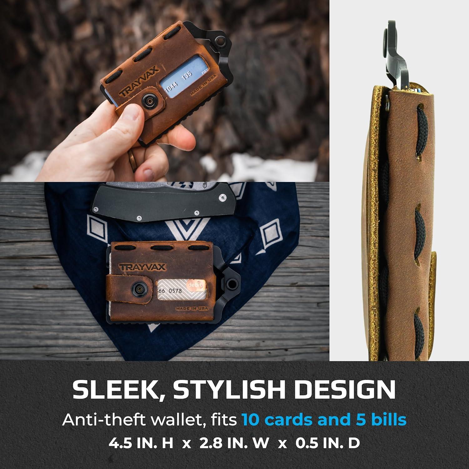 Billetera Trayvax Element RFID Minimalista de Cuero y Metal