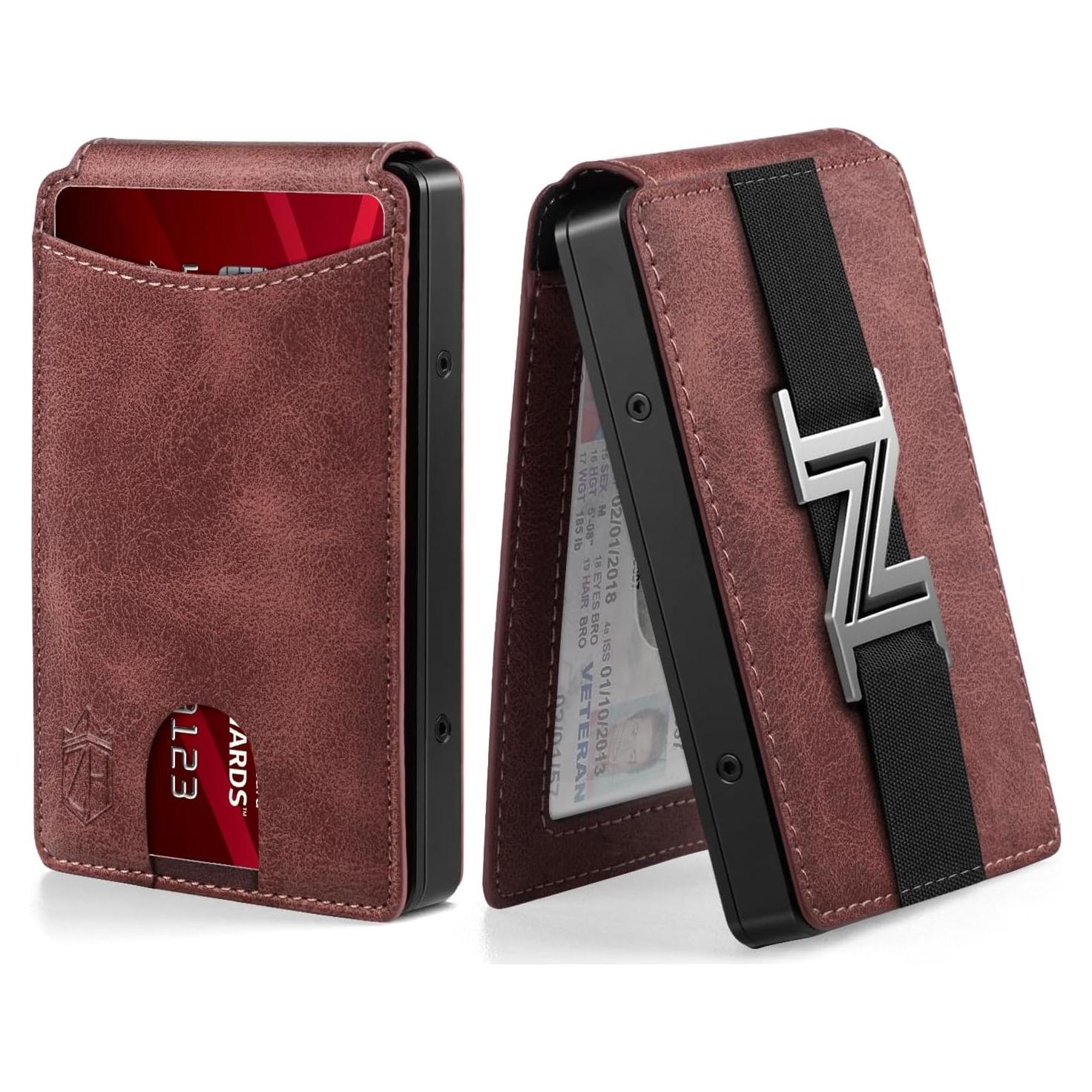 Billetera Zitahli para hombres RFID Bifold delgada marrón