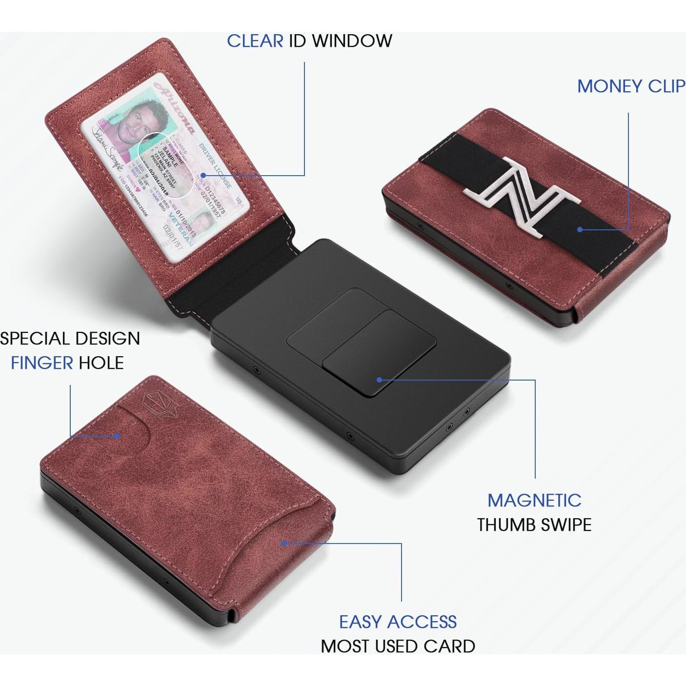 Billetera Zitahli para hombres RFID Bifold delgada marrón