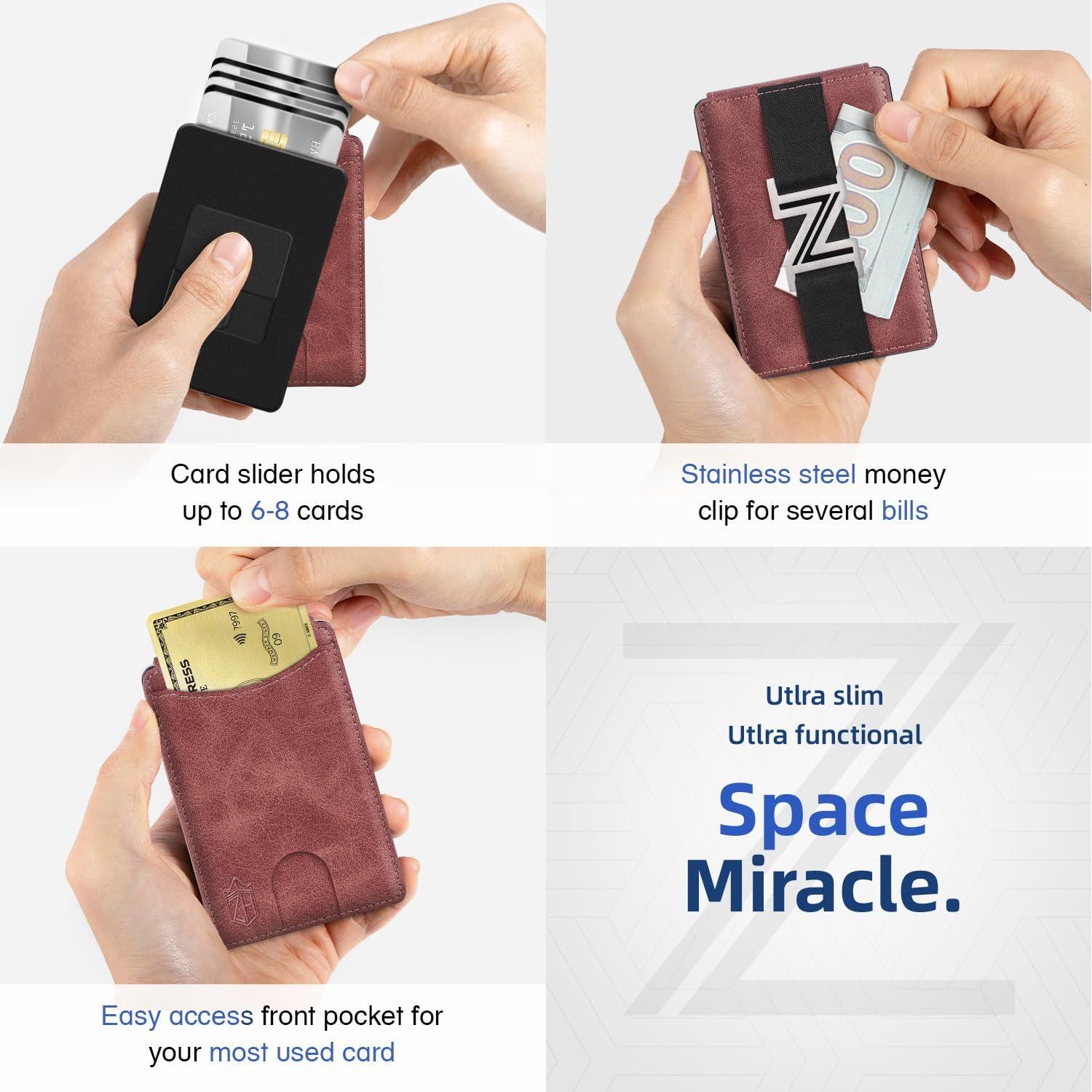 Billetera Zitahli para hombres RFID Bifold delgada marrón