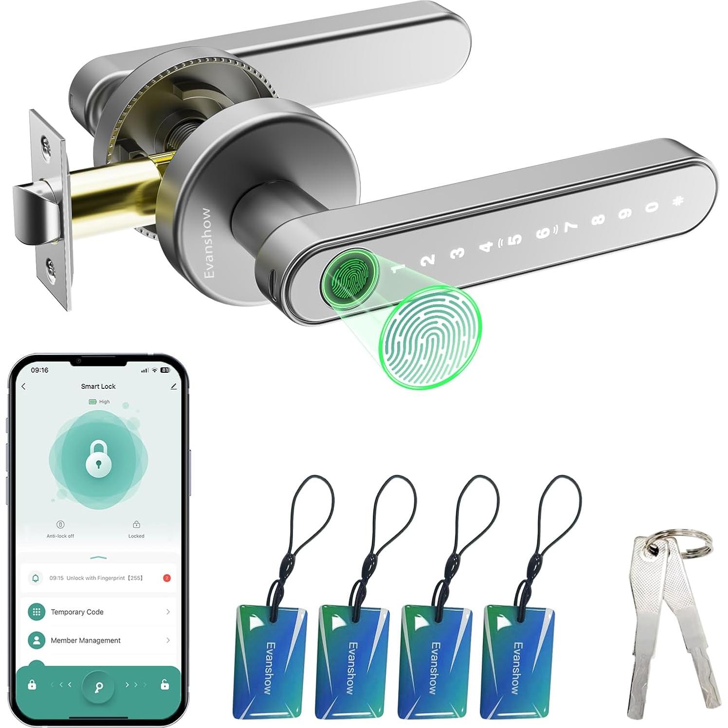 Cerradura Biométrica Evanshow con Huella Dactilar y Teclado