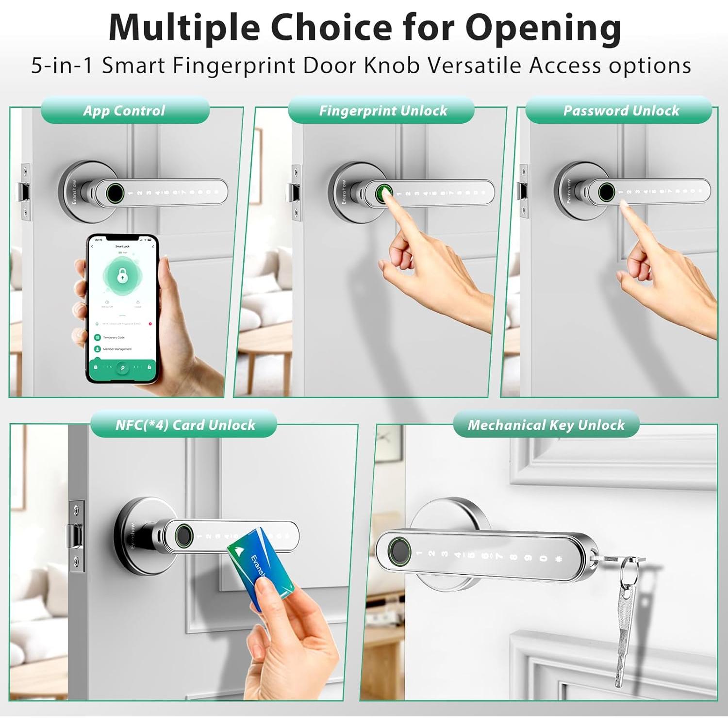 Cerradura Biométrica Evanshow con Huella Dactilar y Teclado