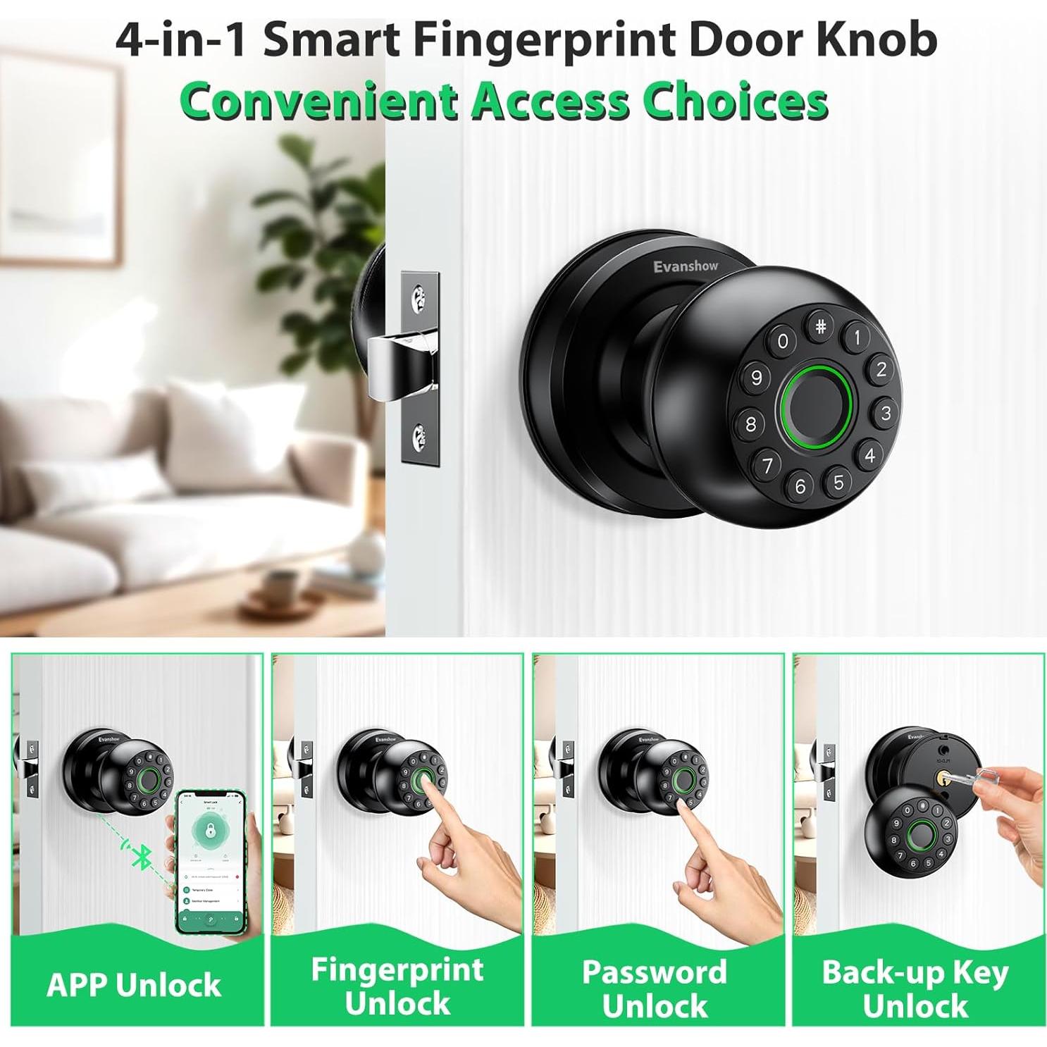 Cerradura Biométrica Evanshow con Huella Dactilar y Teclado