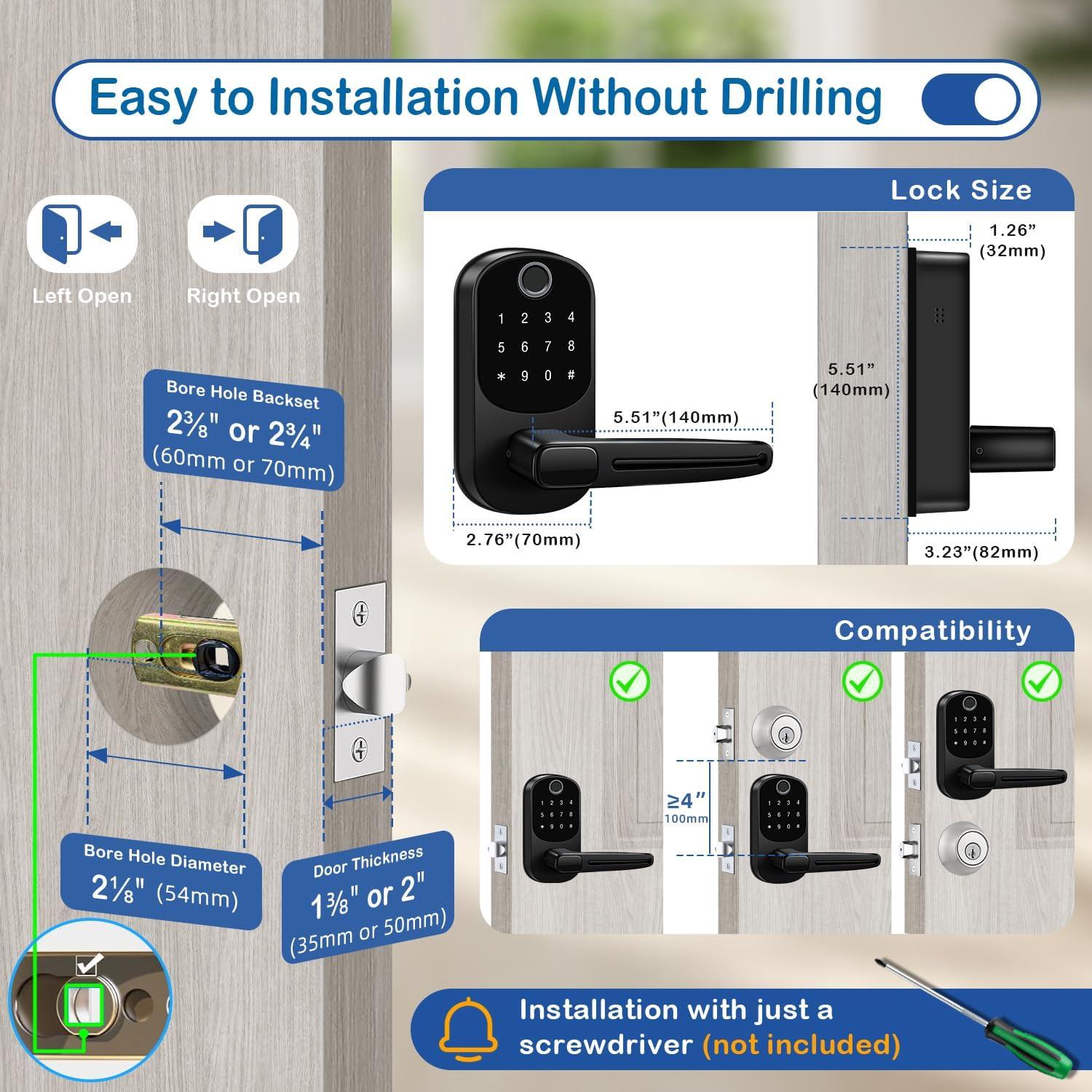 Cerradura Inteligente MSR605 Sin Llave con Huella Dactilar y Teclado