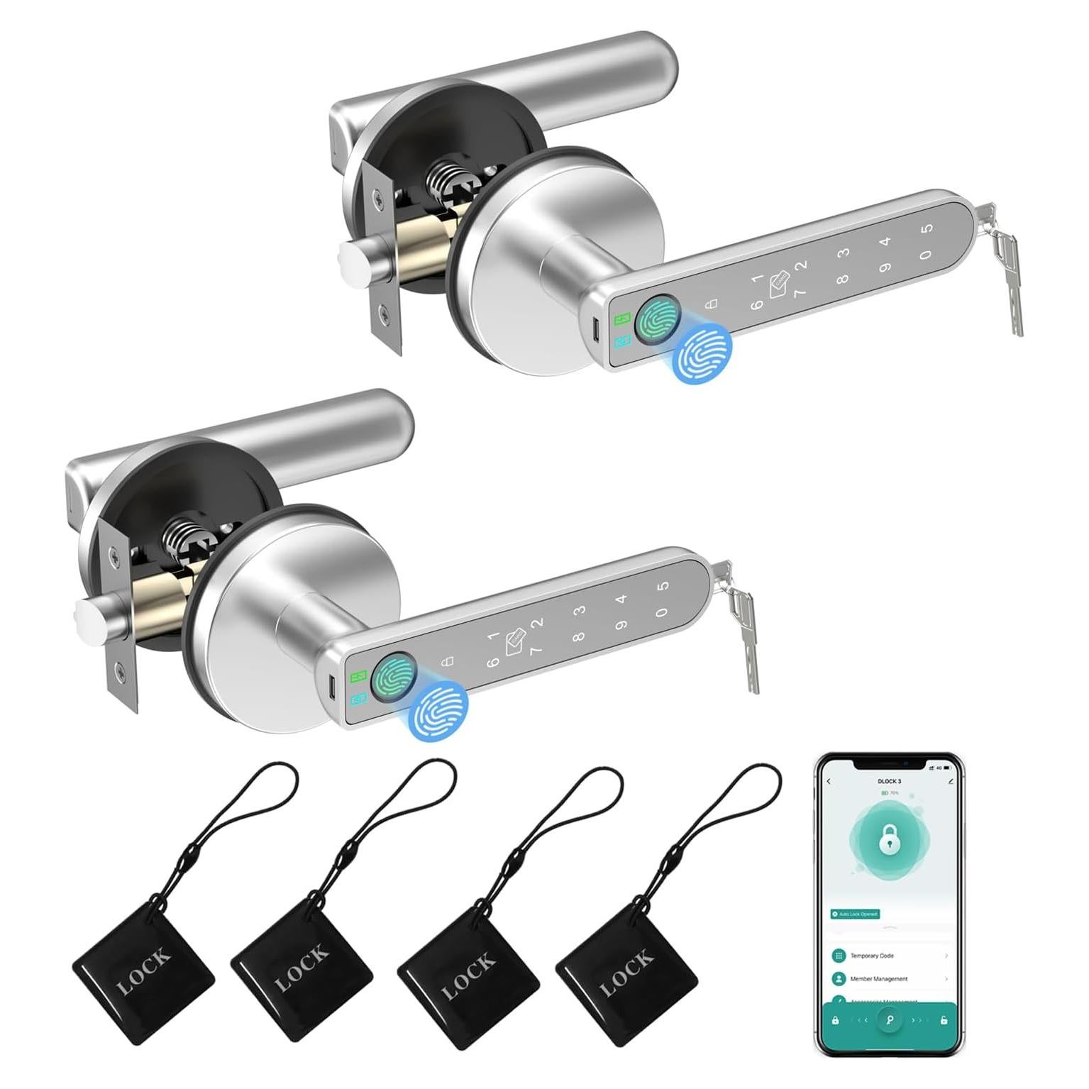 Cerradura Inteligente BIWIBON BCA-02 con Huella Dactilar y APP, Plata