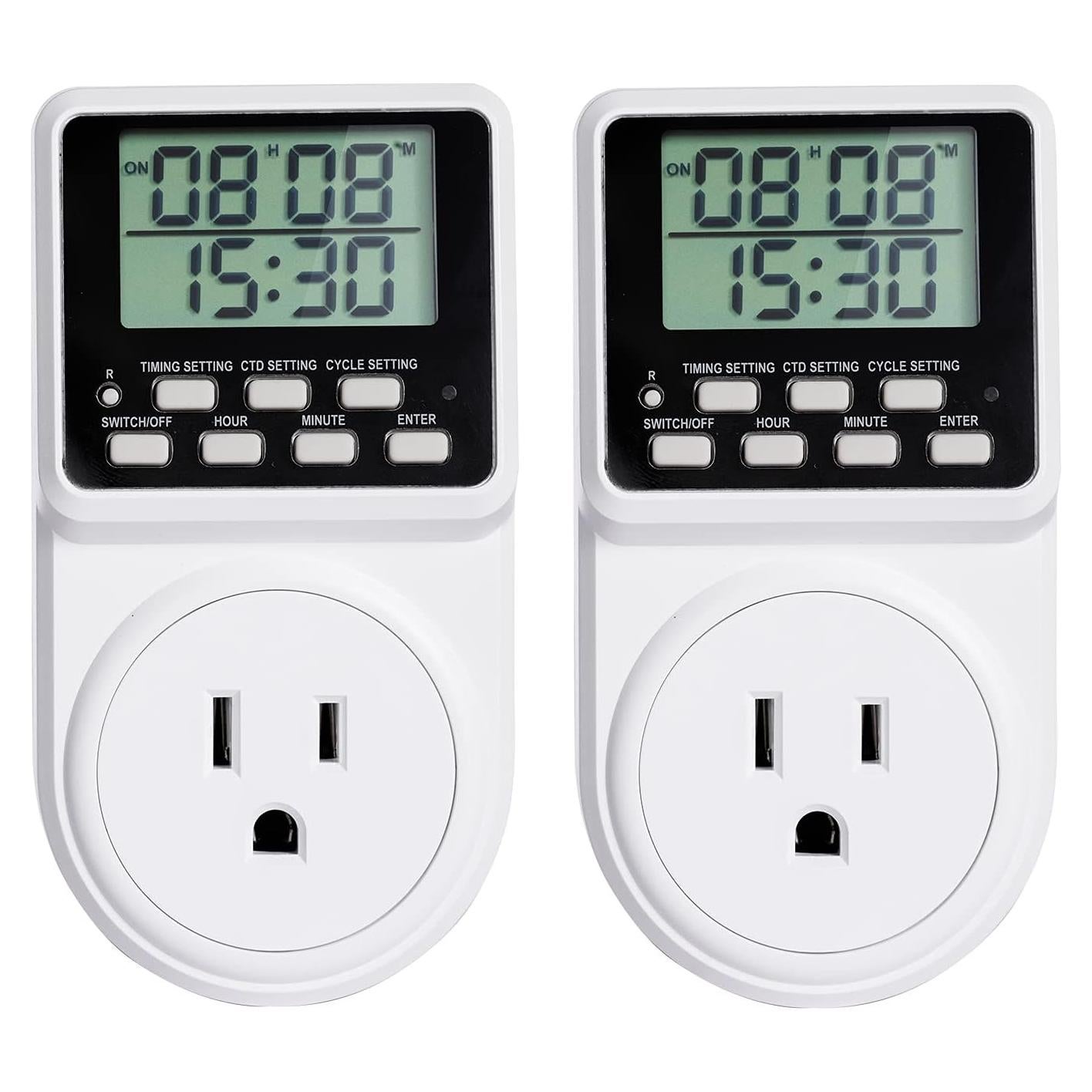 Temporizador Digital Techbee 24h con Enchufe Programable - Paquete de 2